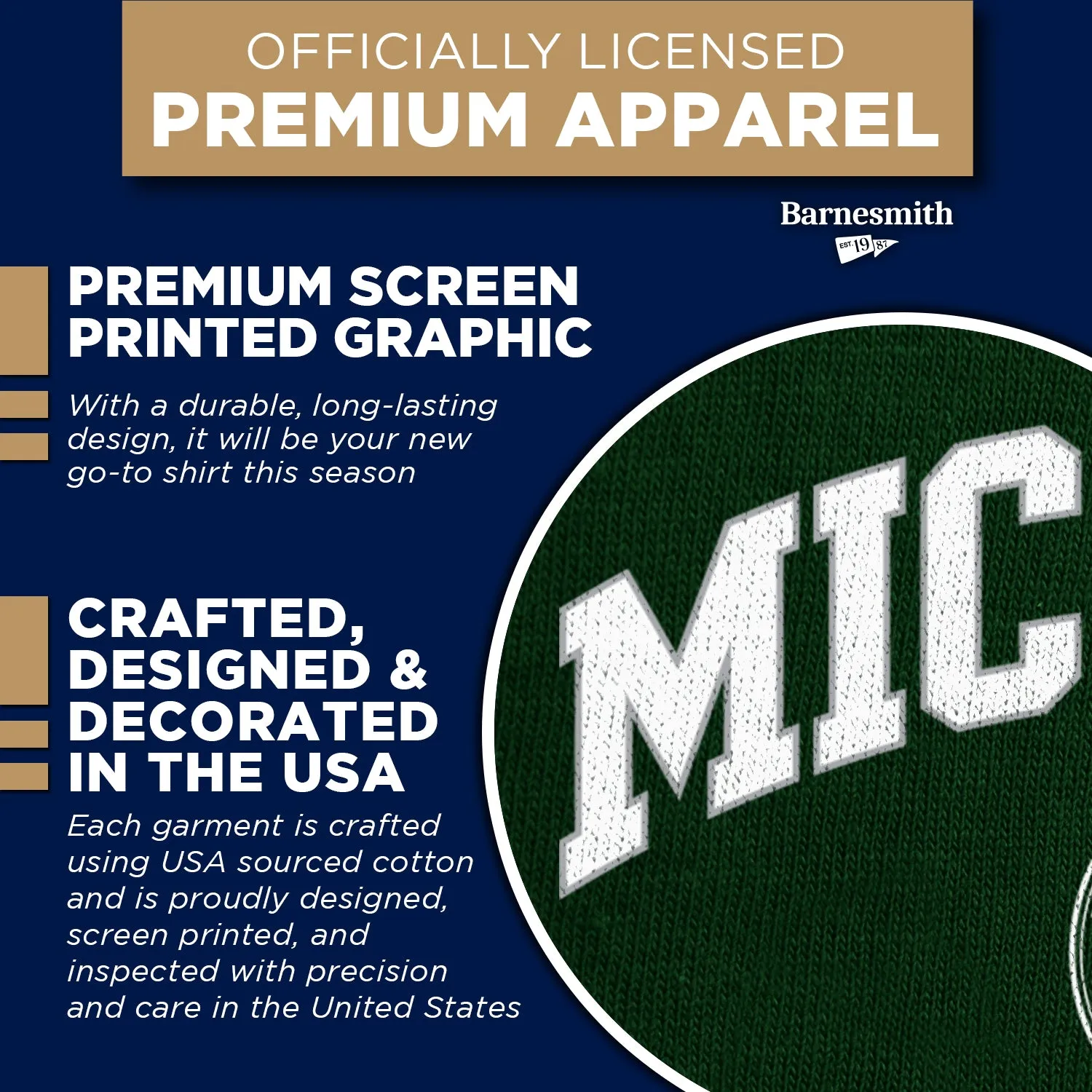Michigan State University Heritage T-Shirt (Hunter Green) sold by Barnesmith product image thumbnail 4
