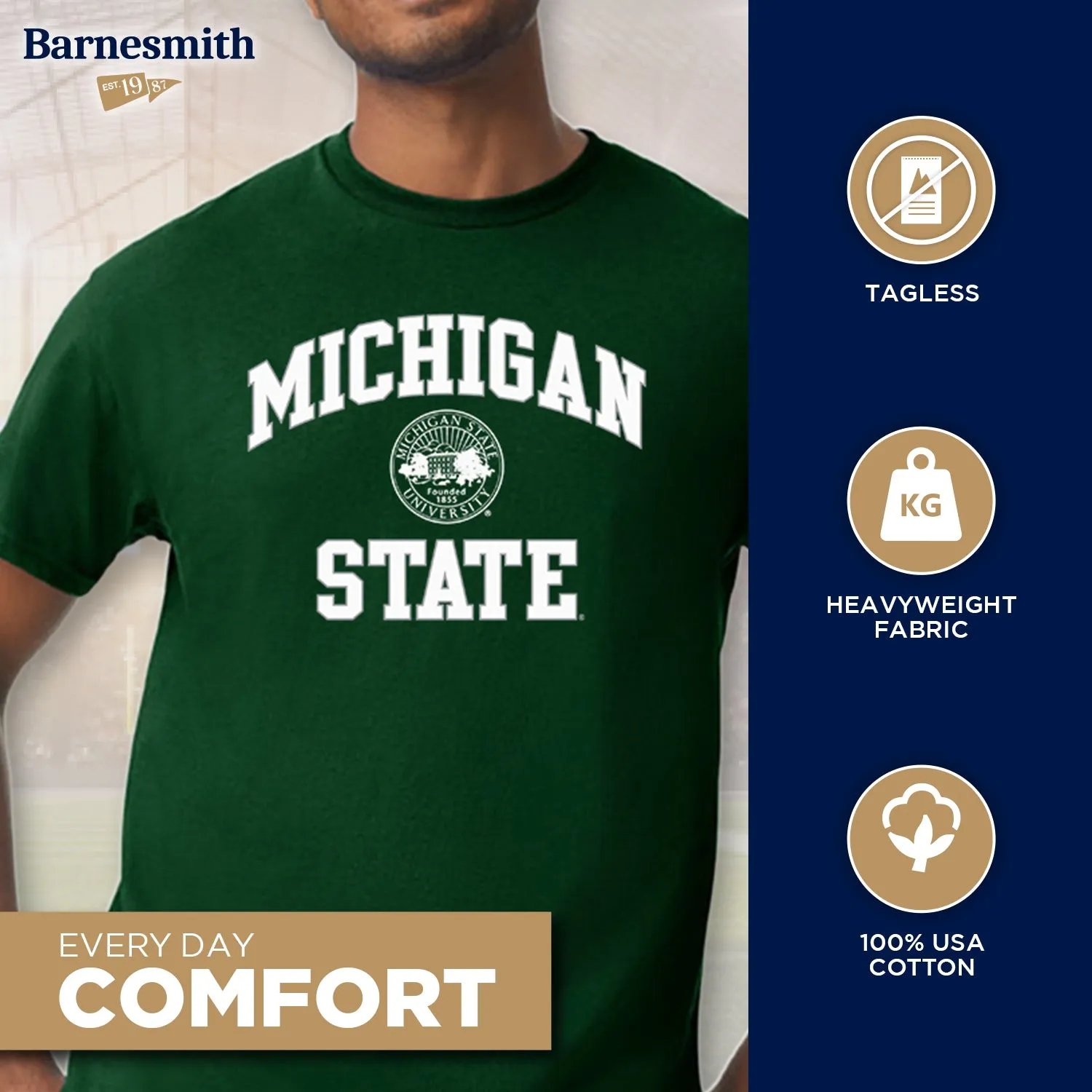 Michigan State University Heritage T-Shirt (Hunter Green) sold by Barnesmith product image thumbnail 3