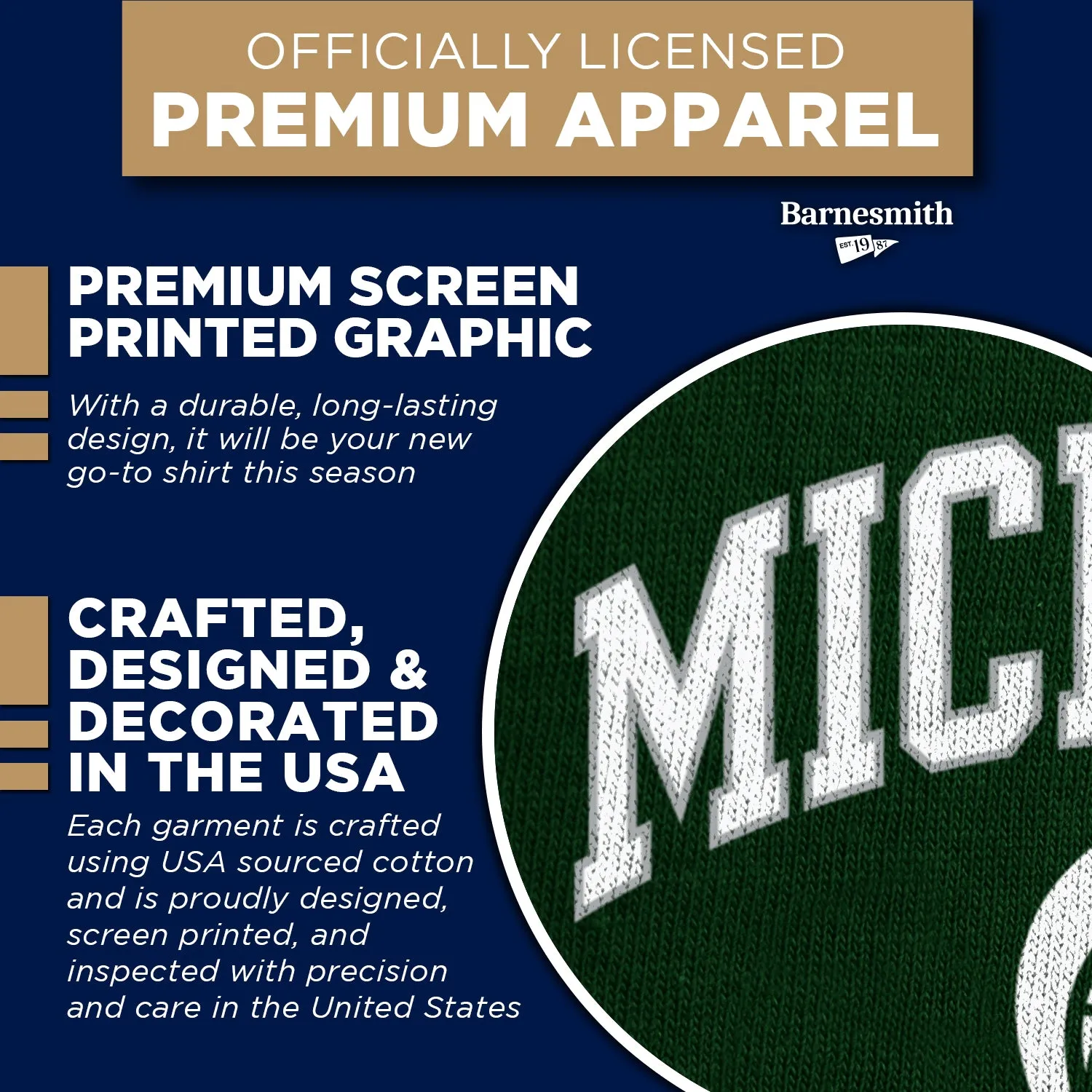 Michigan State University Spirit T-Shirt (Hunter Green) sold by Barnesmith product image thumbnail 4
