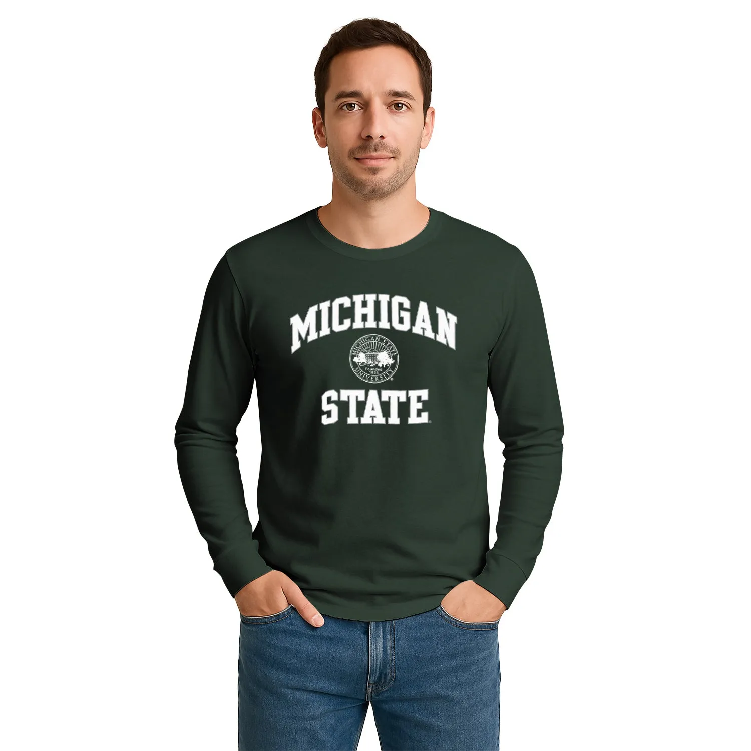 Michigan State University Heritage Long Sleeve T-Shirt (Hunter Green) sold by Barnesmith product image thumbnail 2