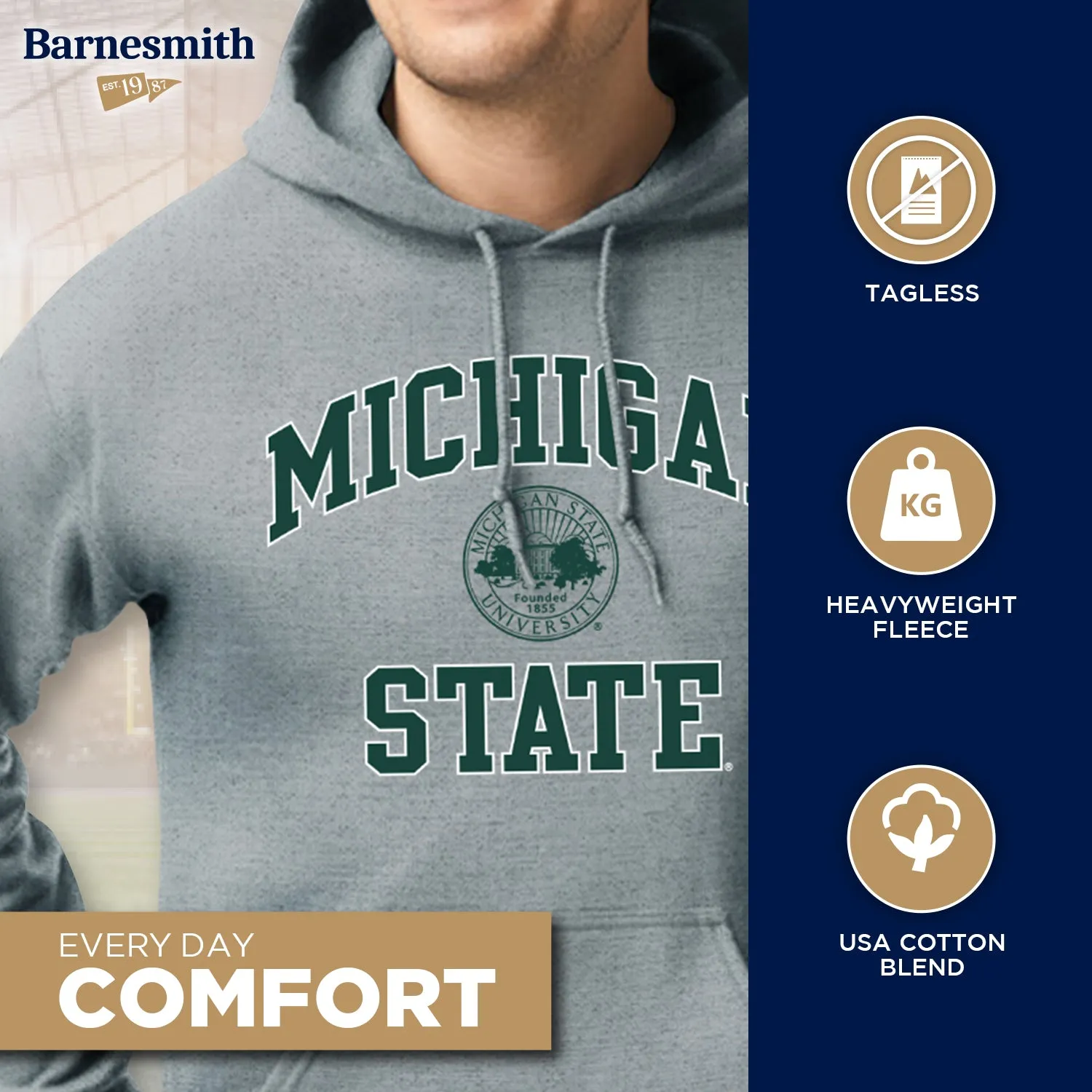 Michigan State University Heritage Hooded Sweatshirt (Charcoal) sold by Barnesmith product image thumbnail 3