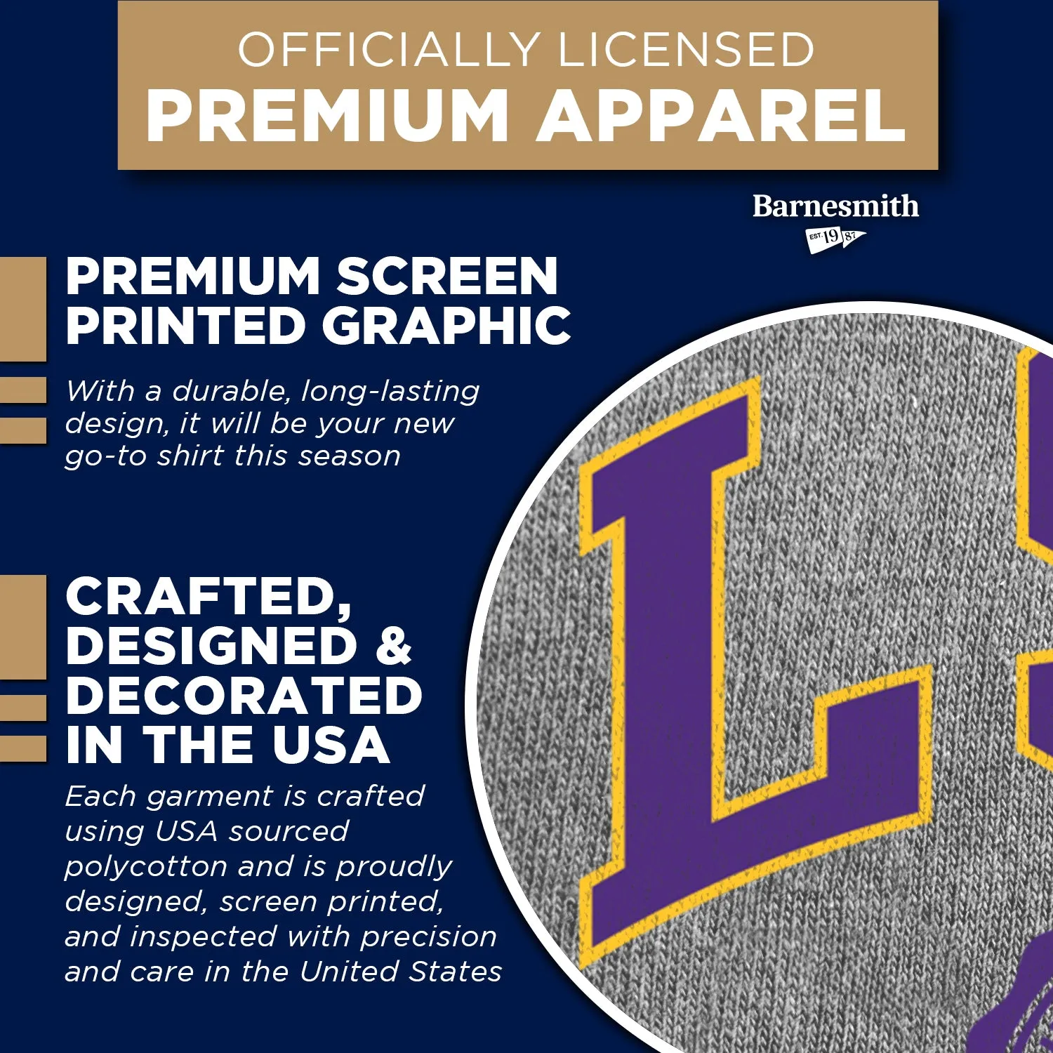 Louisiana State University Heritage T-Shirt (Charcoal Grey) sold by Barnesmith product image thumbnail 4