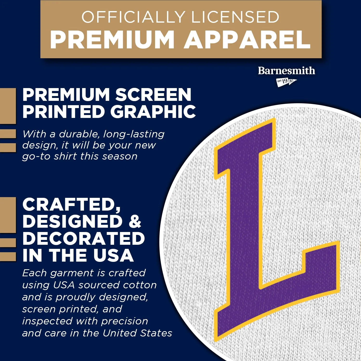 Louisiana State University Classic T-Shirt (White) sold by Barnesmith product image thumbnail 4