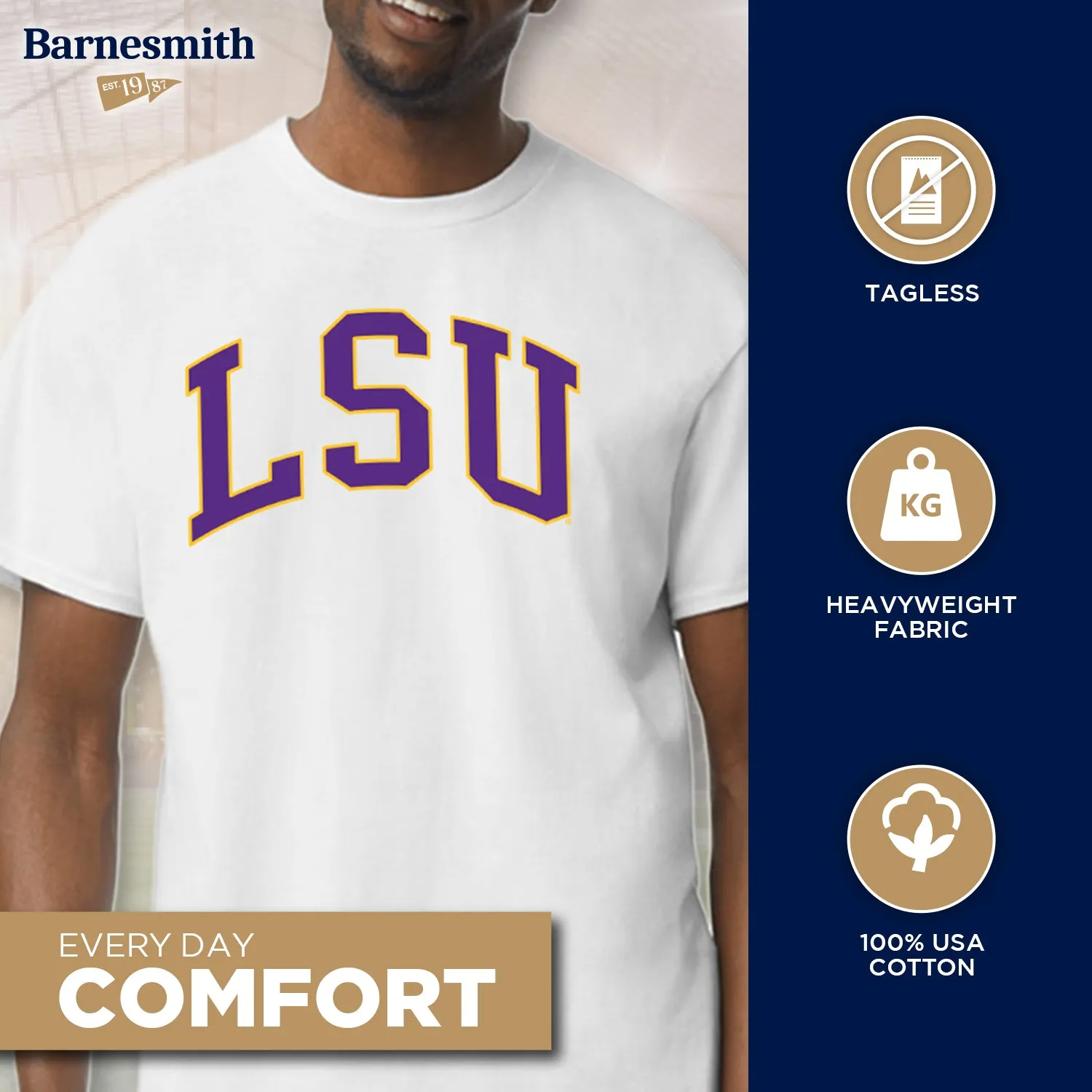Louisiana State University Classic T-Shirt (White) sold by Barnesmith product image thumbnail 3