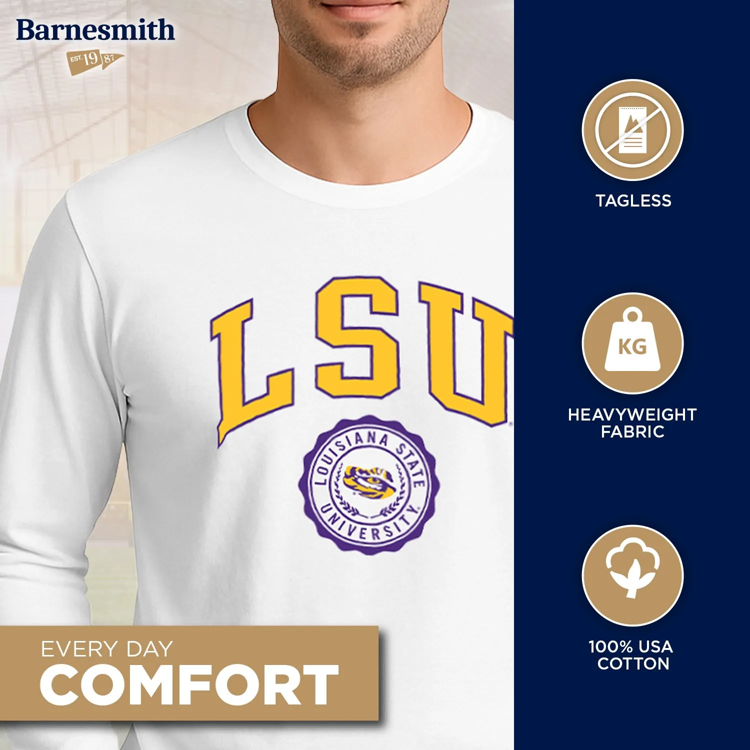 Louisiana State University Heritage Long Sleeve T-Shirt (White) sold by Barnesmith product image thumbnail 3