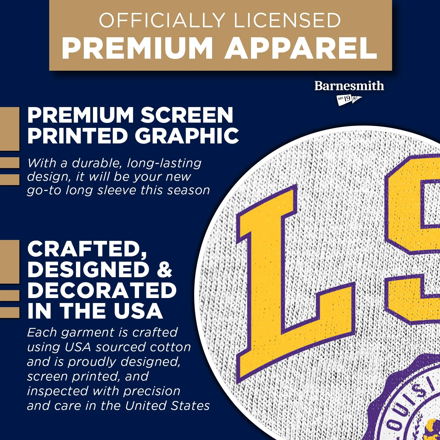 Louisiana State University Heritage Long Sleeve T-Shirt (White) sold by Barnesmith product image thumbnail 4