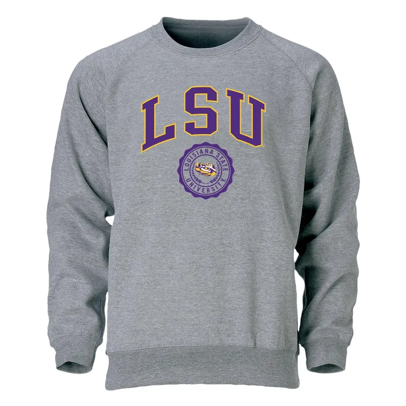 Louisiana State University Heritage Crewneck Sweatshirt (Charcoal) sold by Barnesmith