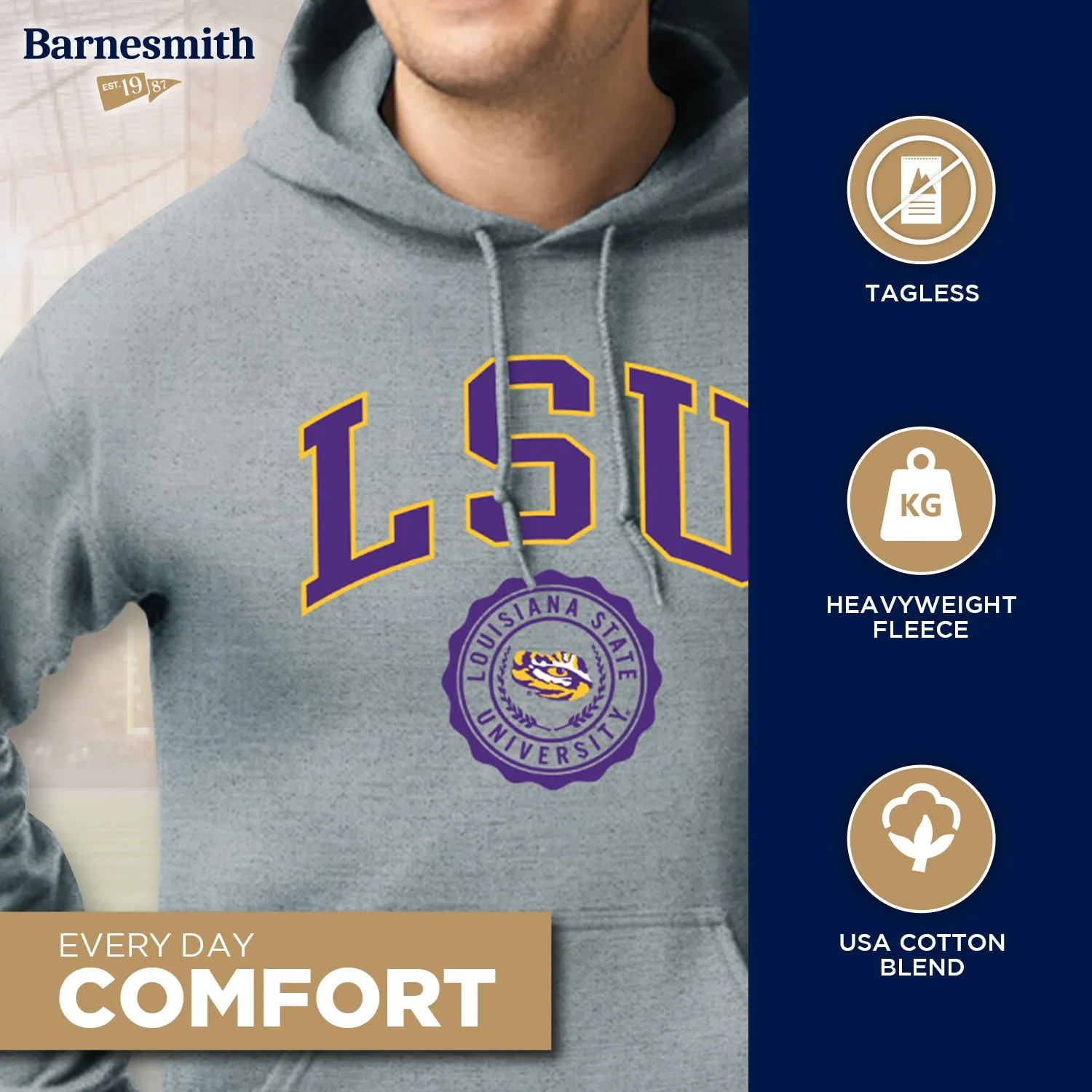 Louisiana State University Heritage Hooded Sweatshirt (Charcoal) sold by Barnesmith product image thumbnail 3