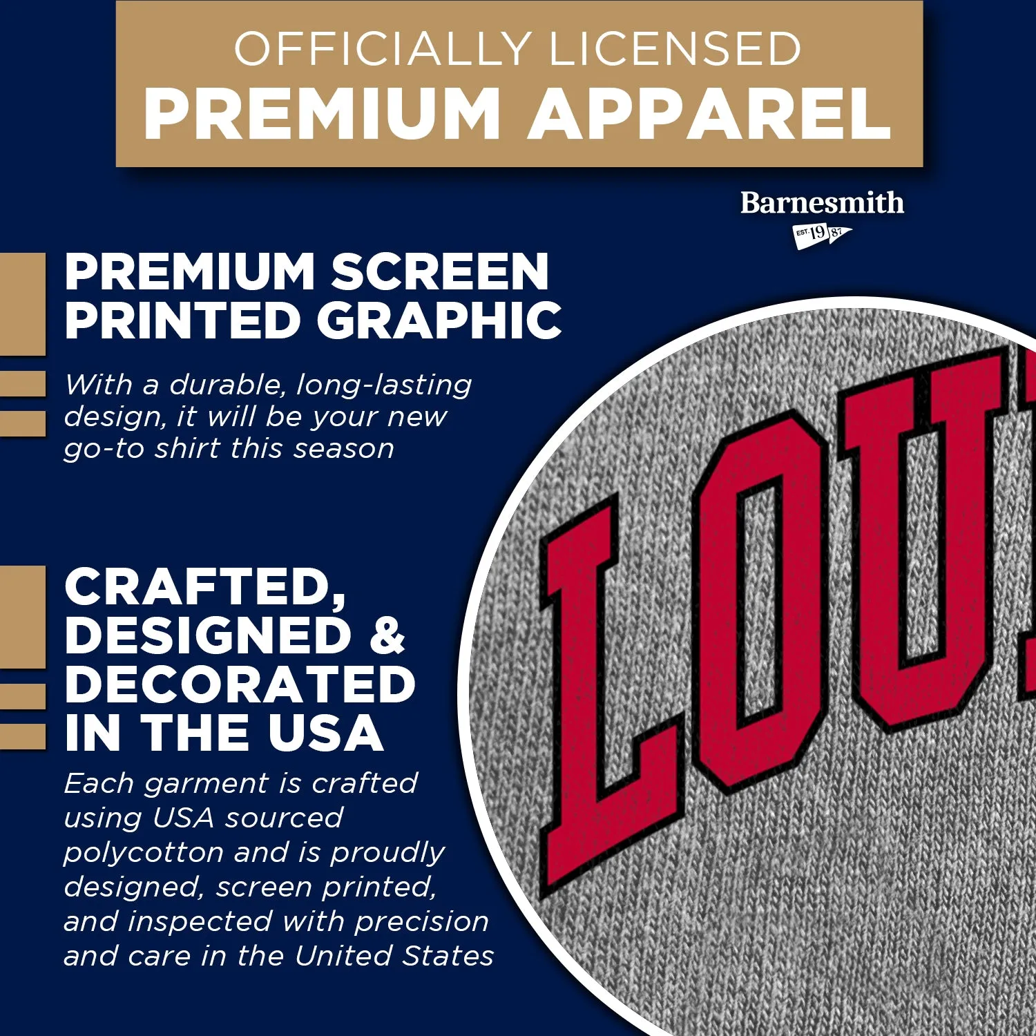 University of Louisville Classic T-Shirt (Charcoal Grey) sold by Barnesmith product image thumbnail 4