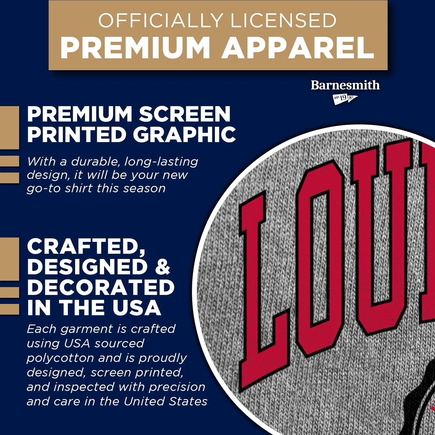 University of Louisville Heritage T-Shirt (Charcoal Grey) sold by Barnesmith product image thumbnail 4