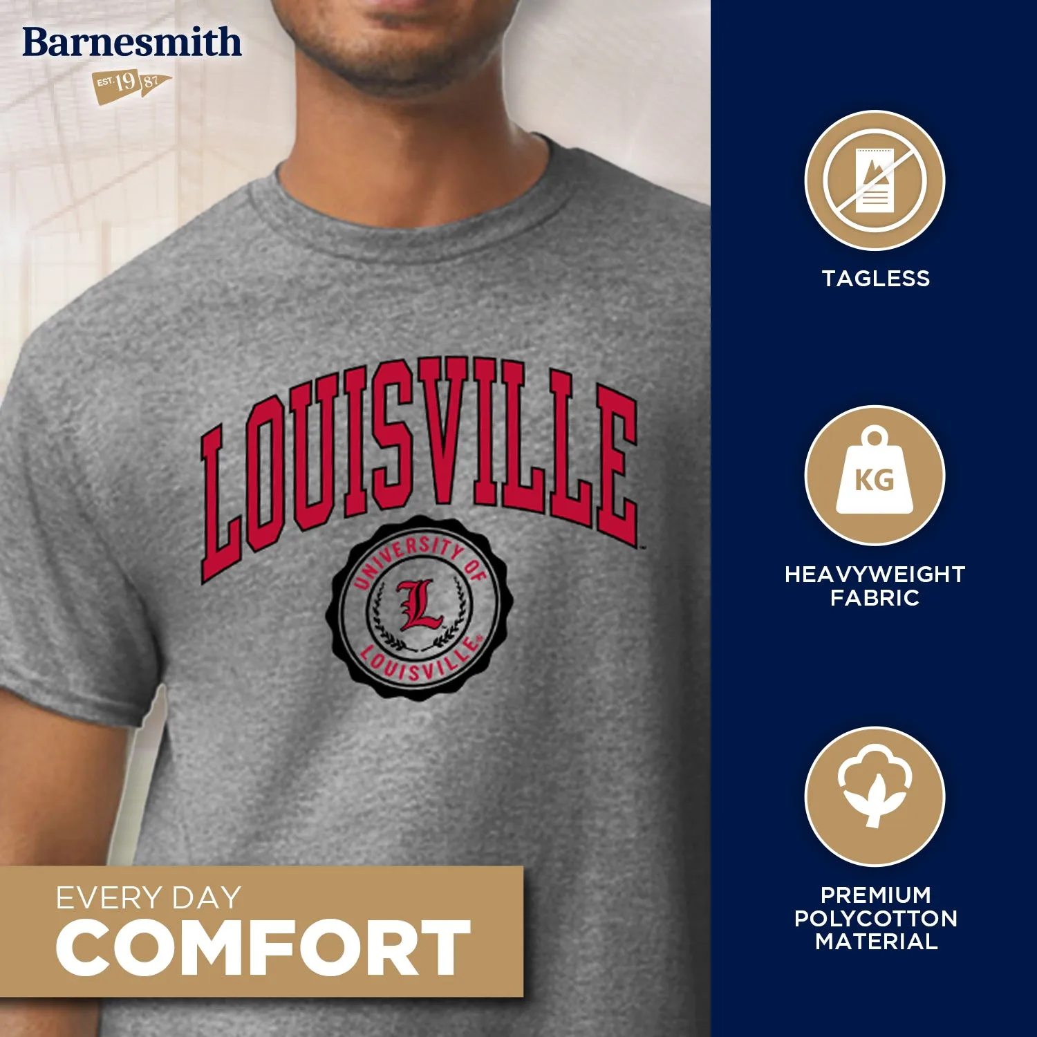 University of Louisville Heritage T-Shirt (Charcoal Grey) sold by Barnesmith product image thumbnail 3