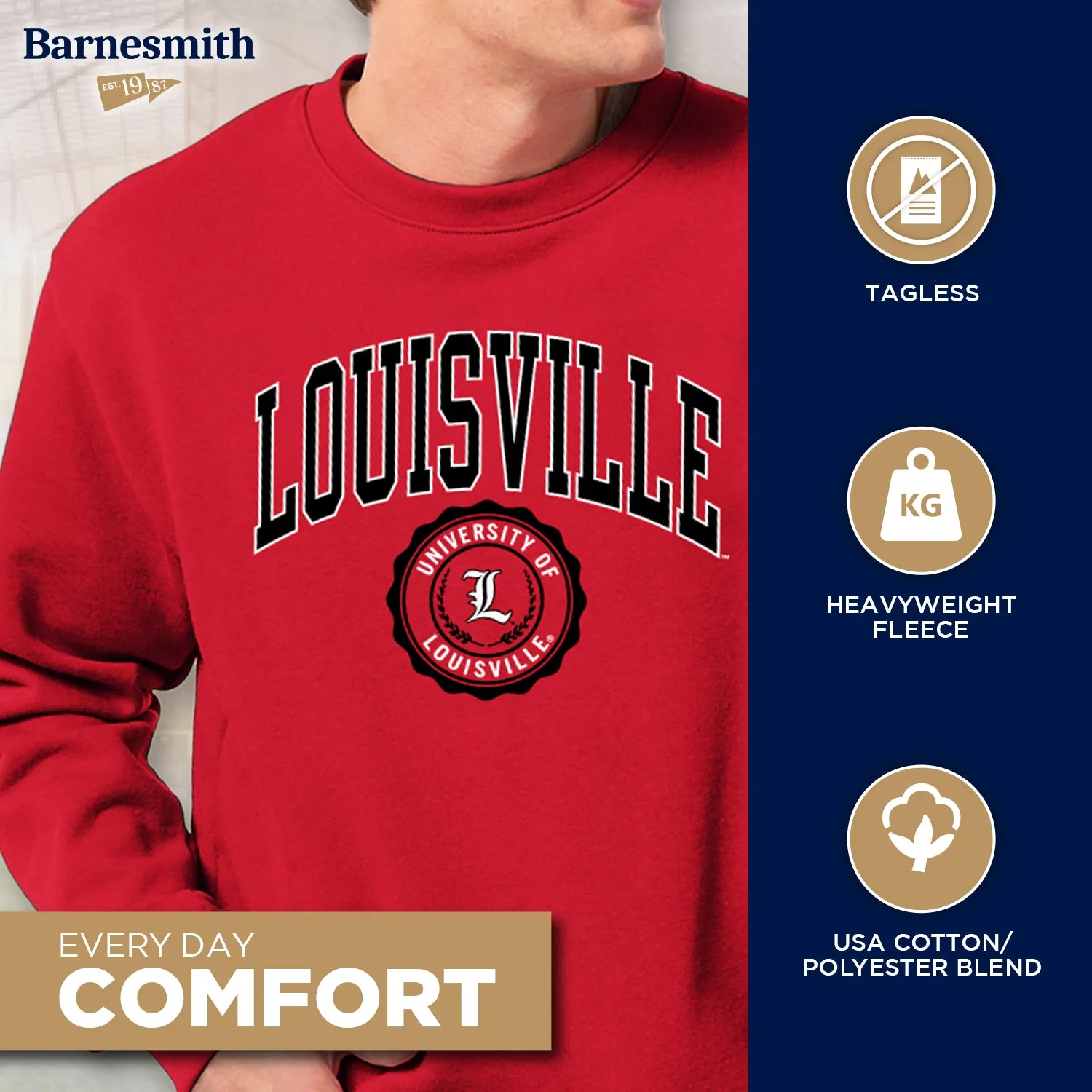 University of Louisville Heritage Crewneck Sweatshirt (Red) sold by Barnesmith product image thumbnail 3