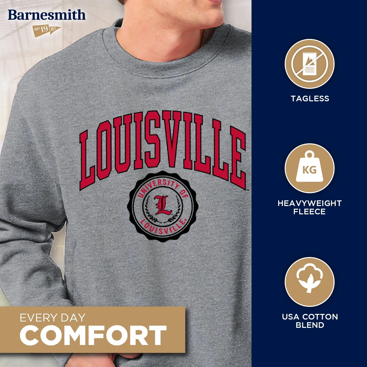 University of Louisville Heritage Crewneck Sweatshirt (Charcoal) sold by Barnesmith product image thumbnail 3