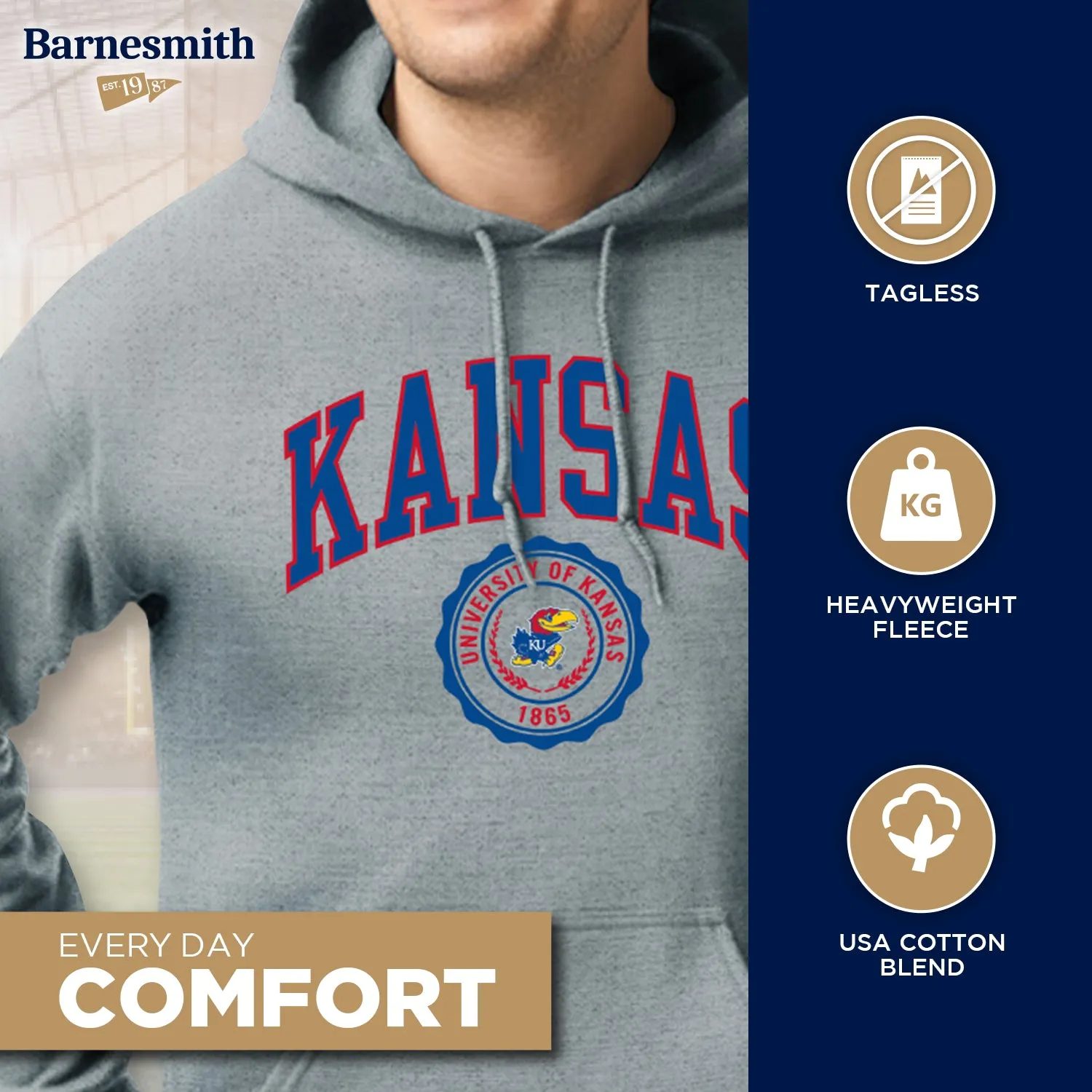 University of Kansas Heritage Hooded Sweatshirt (Charcoal) sold by Barnesmith product image thumbnail 3