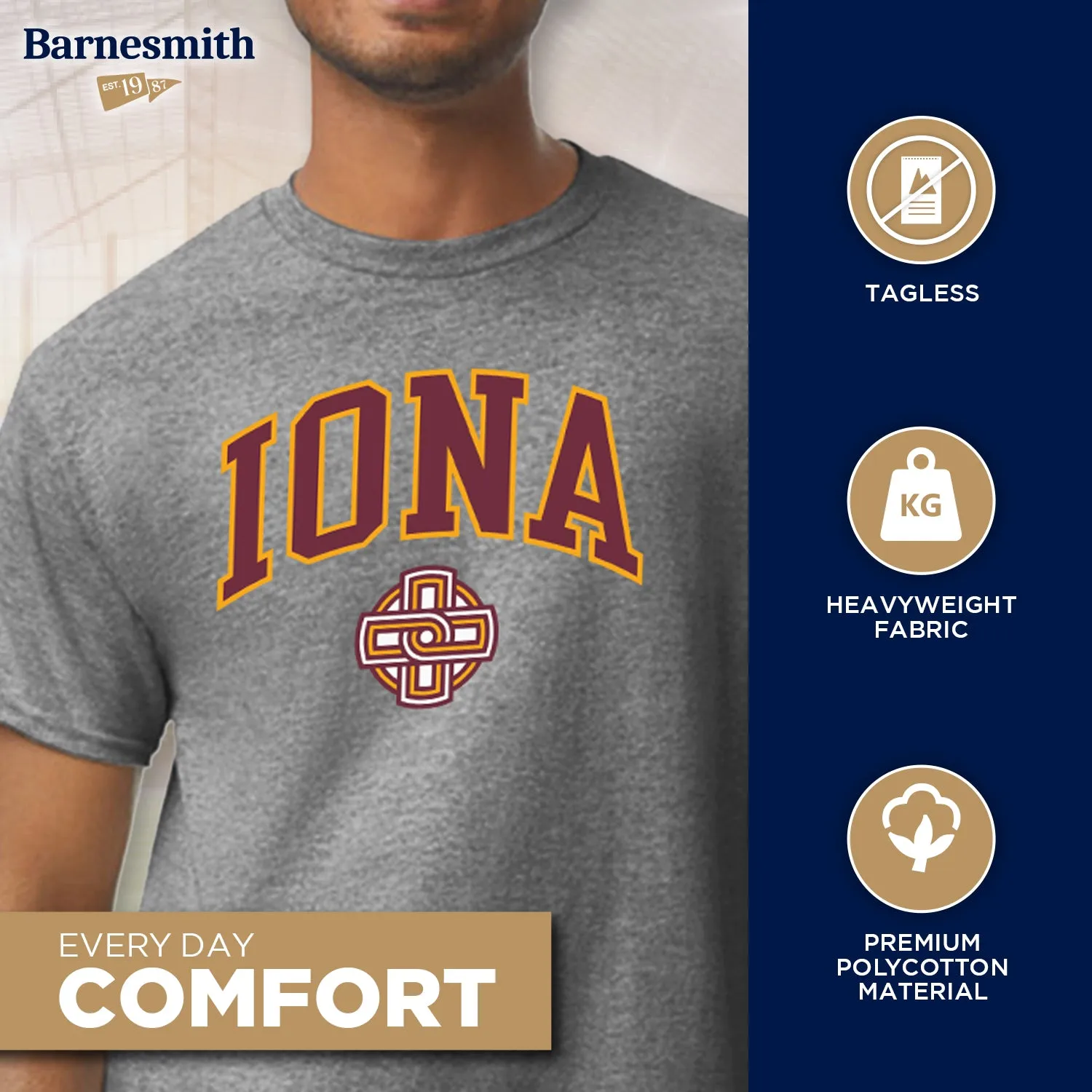 Iona University Spirit T-Shirt (Charcoal Grey) sold by Barnesmith product image thumbnail 3
