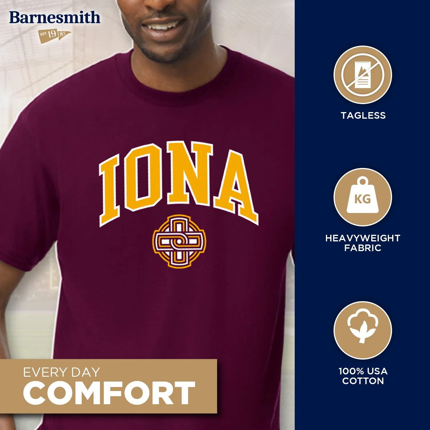 Iona University Spirit T-Shirt (Maroon) sold by Barnesmith product image thumbnail 3