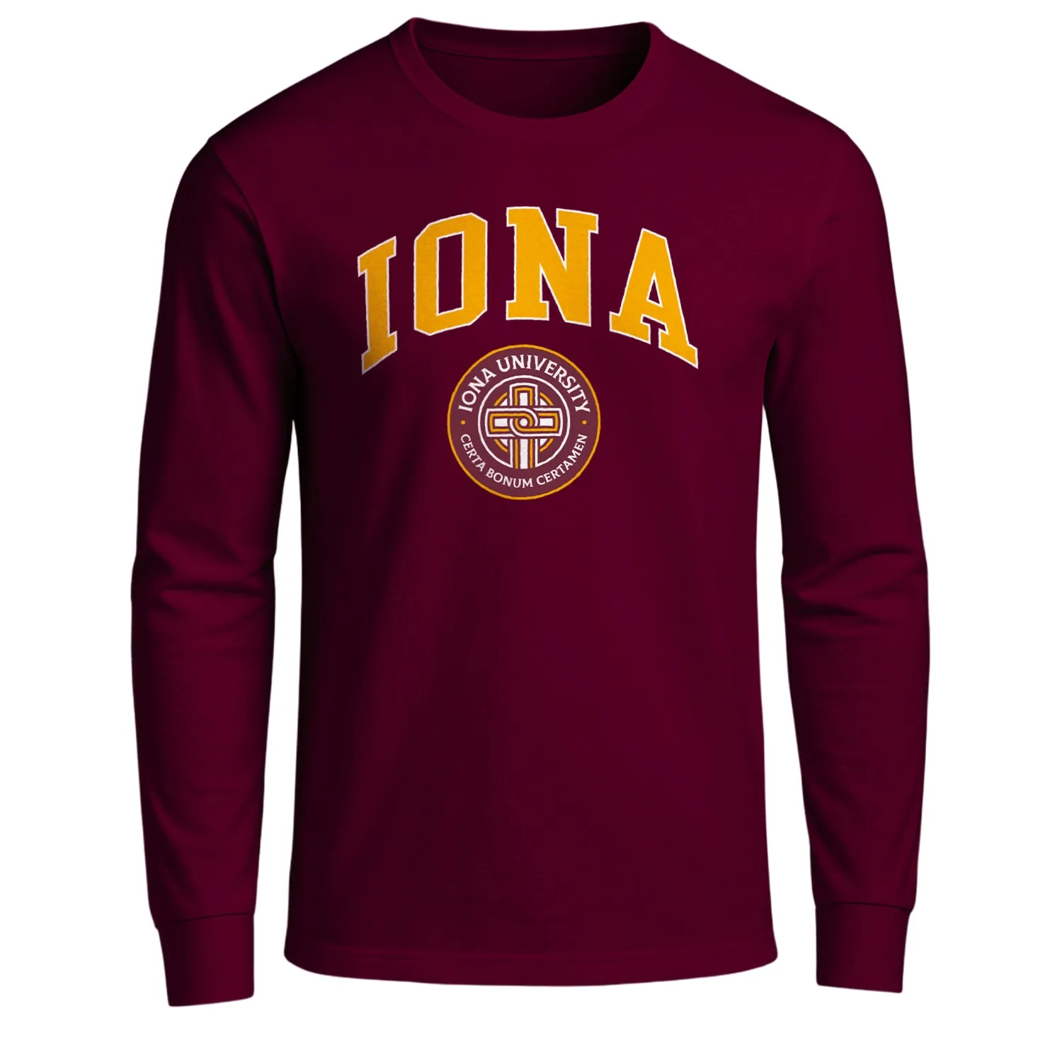 Iona University Heritage Long Sleeve T-Shirt (Maroon) sold by Barnesmith