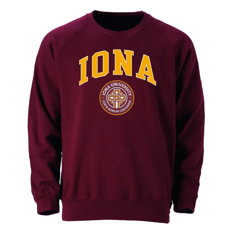 Iona University Heritage Crewneck Sweatshirt (Maroon) sold by Barnesmith