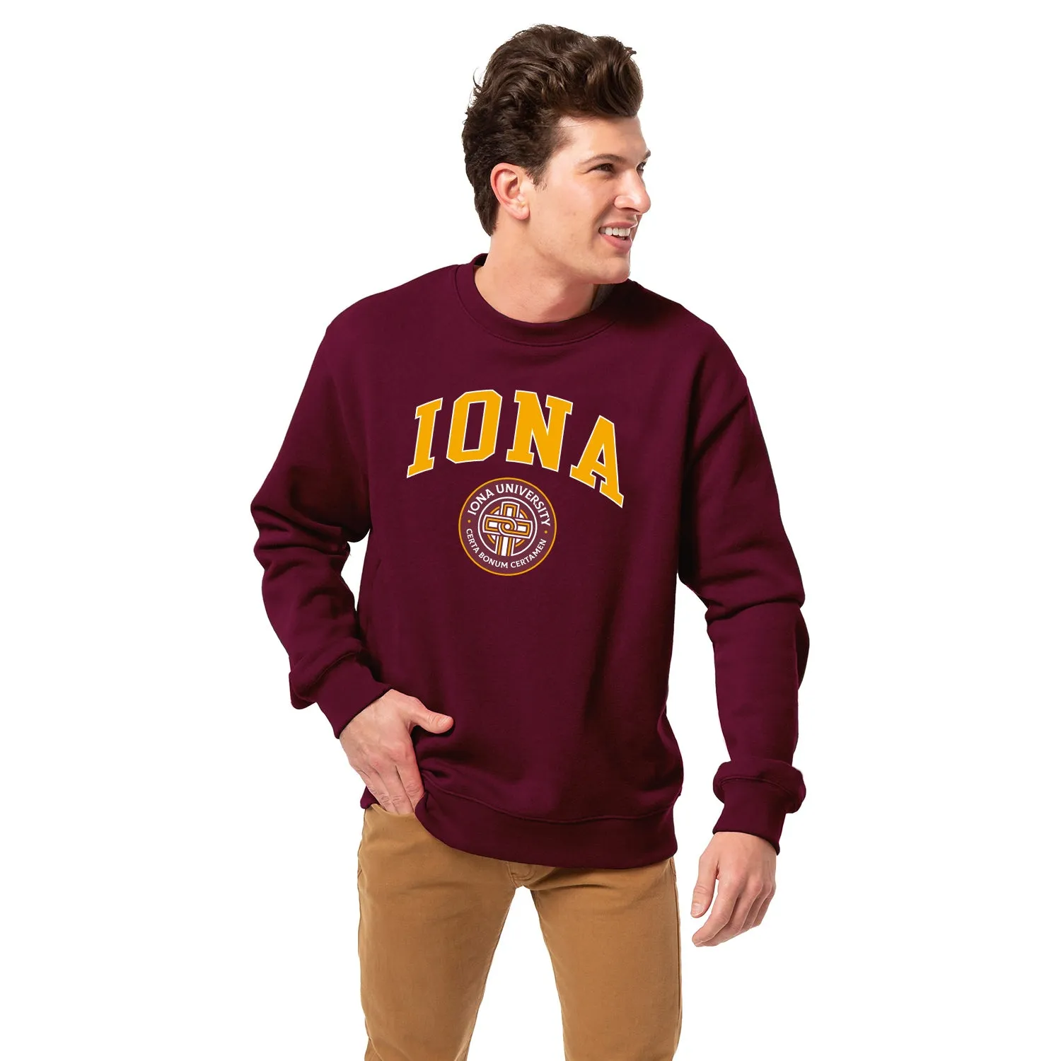Iona University Heritage Crewneck Sweatshirt (Maroon) sold by Barnesmith product image thumbnail 2