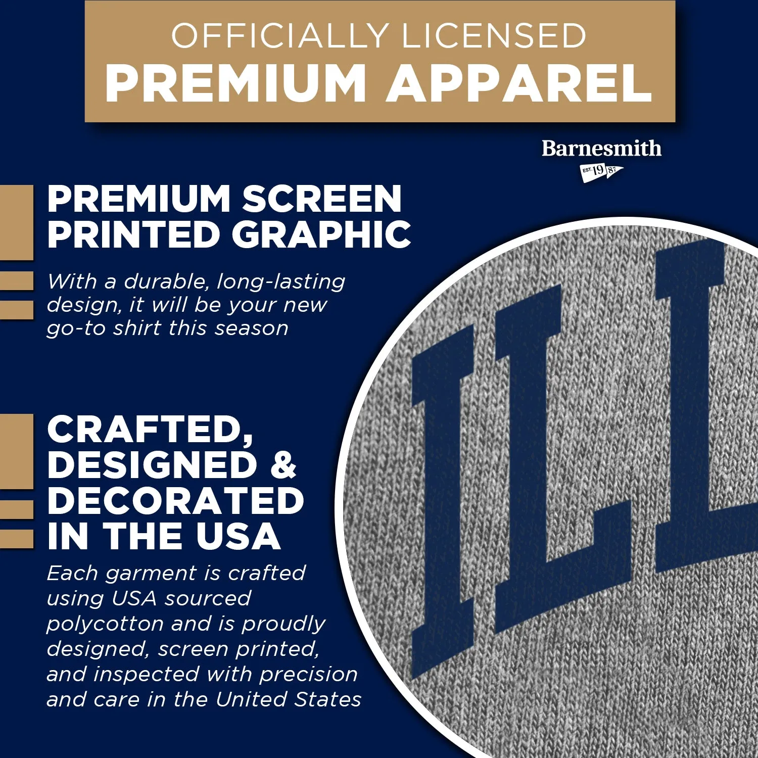 University of Illinois Classic T-Shirt (Charcoal Grey) sold by Barnesmith product image thumbnail 4