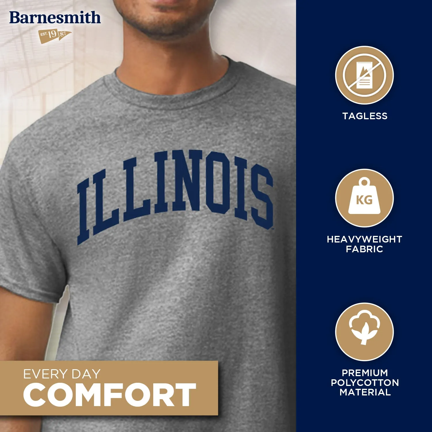 University of Illinois Classic T-Shirt (Charcoal Grey) sold by Barnesmith product image thumbnail 3