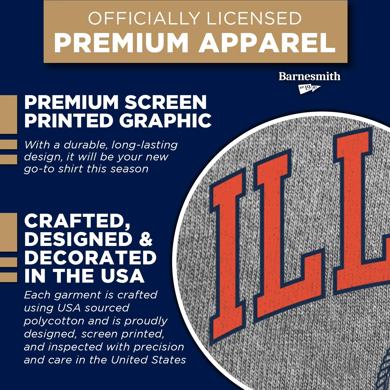 University of Illinois Heritage T-Shirt (Charcoal Grey) sold by Barnesmith product image thumbnail 4