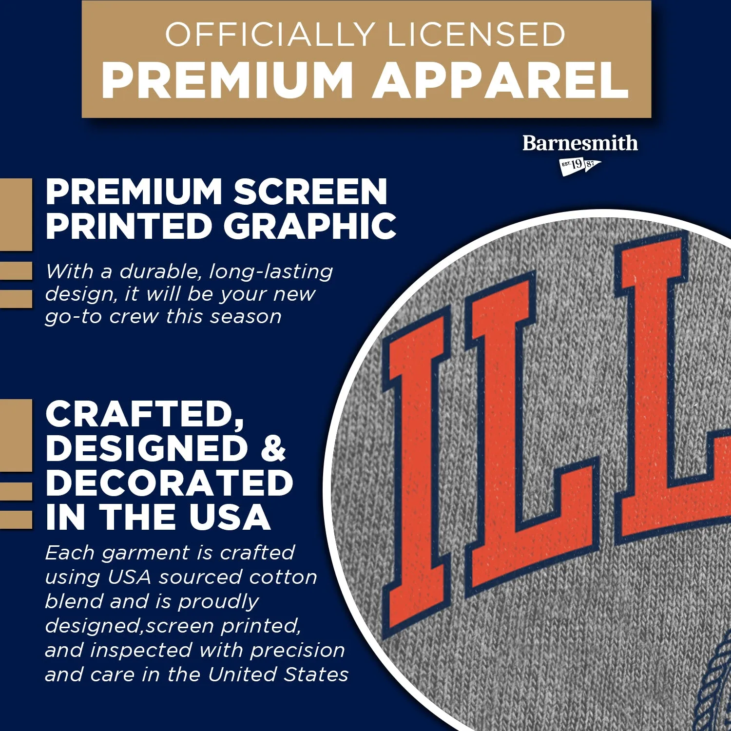 University of Illinois Heritage Crewneck Sweatshirt (Charcoal) sold by Barnesmith product image thumbnail 4