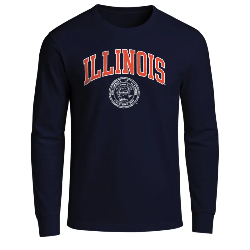 University of Illinois Heritage Long Sleeve T-Shirt (Navy) sold by Barnesmith