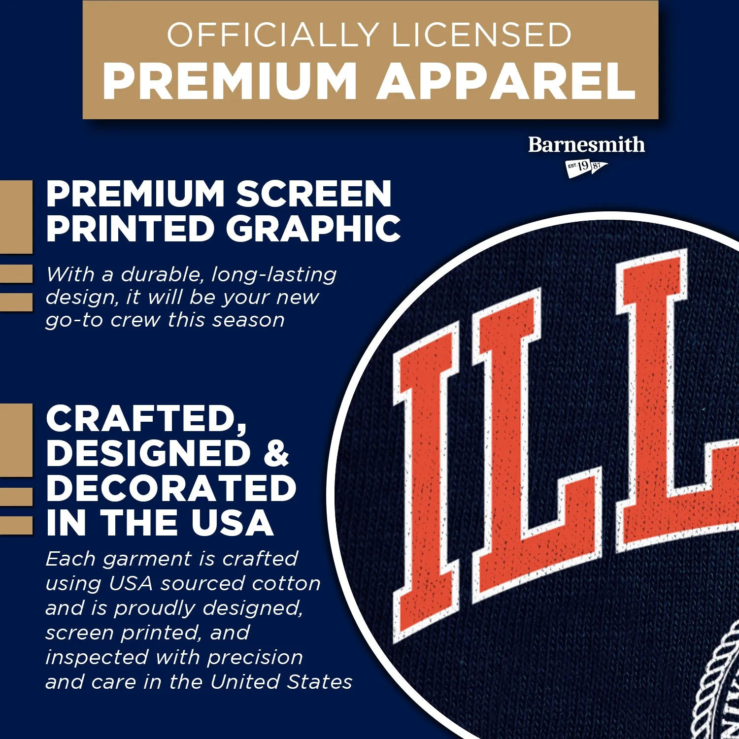 University of Illinois Heritage Crewneck Sweatshirt (Navy) sold by Barnesmith product image thumbnail 4