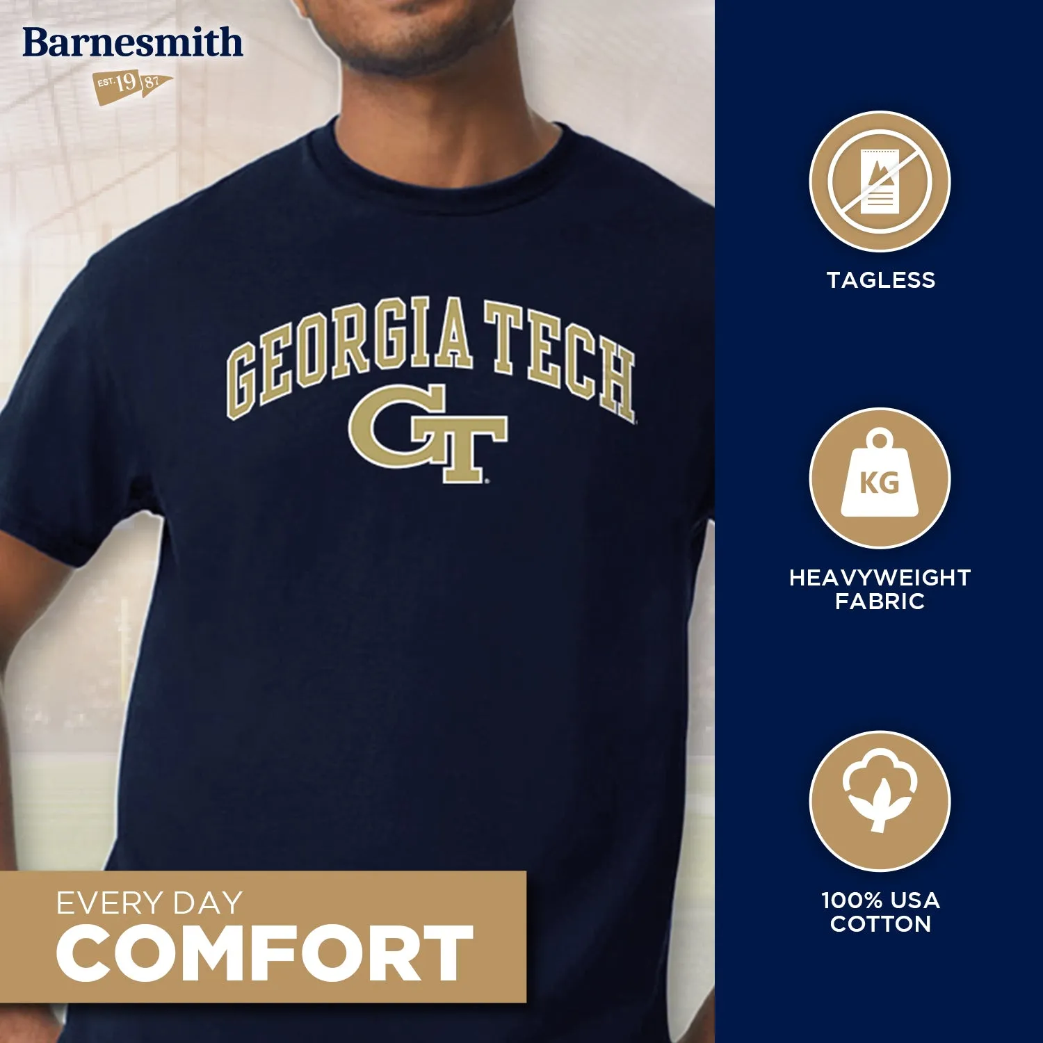 Georgia Institute of Technology Spirit T-Shirt (Navy) sold by Barnesmith product image thumbnail 3