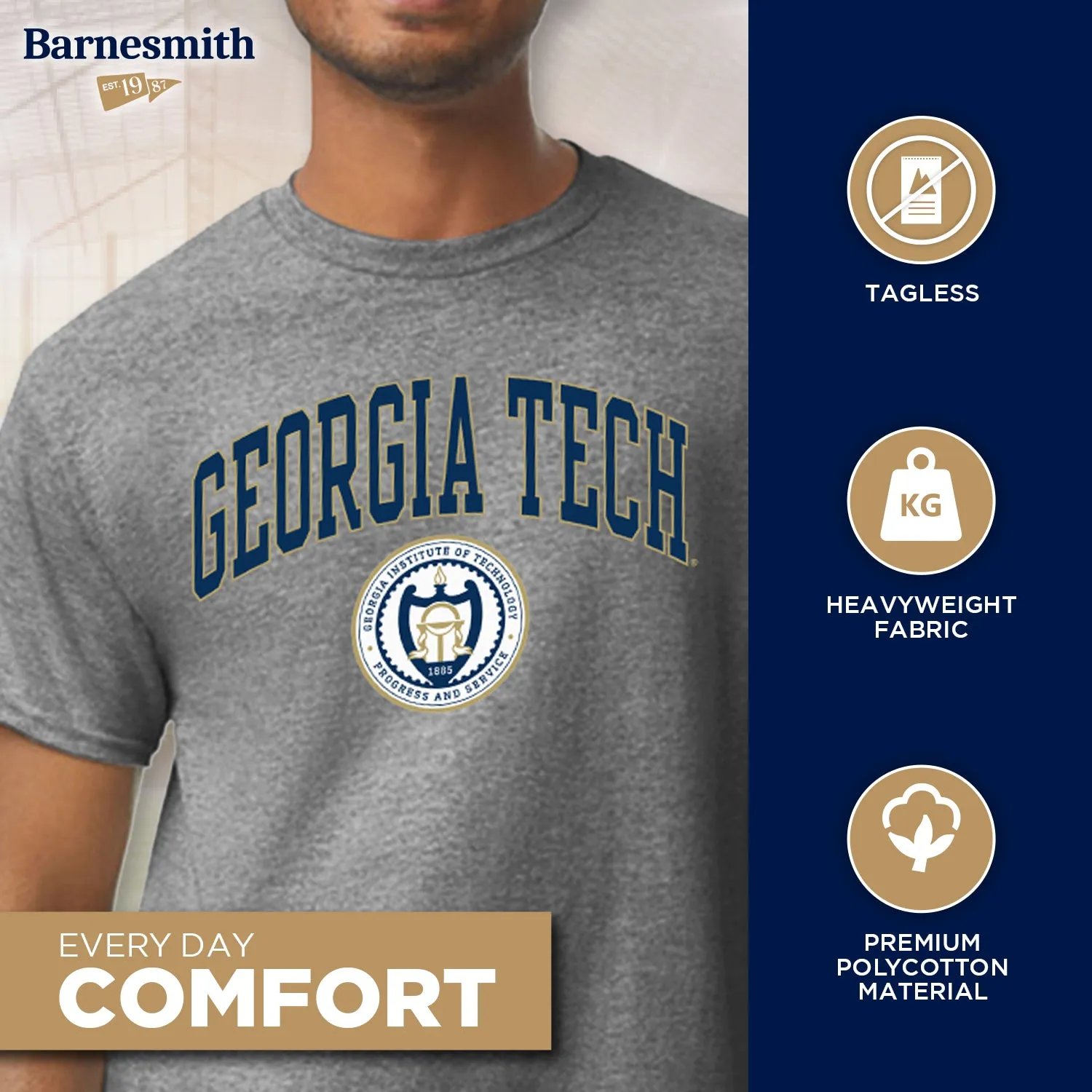 Georgia Institute of Technology Heritage T-Shirt (Charcoal Grey) sold by Barnesmith product image thumbnail 3