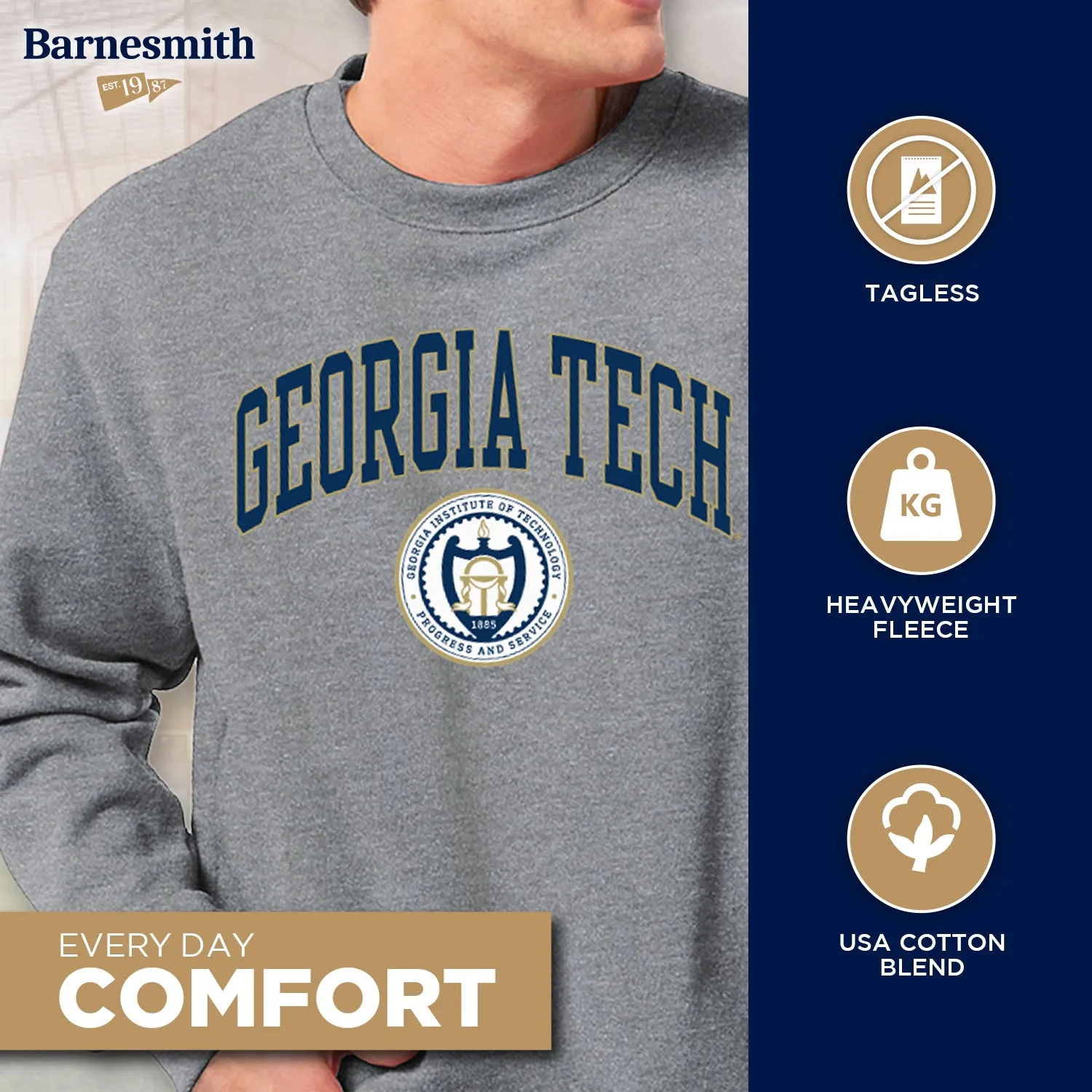 Georgia Institute of Technology Heritage Crewneck Sweatshirt (Charcoal) sold by Barnesmith product image thumbnail 3