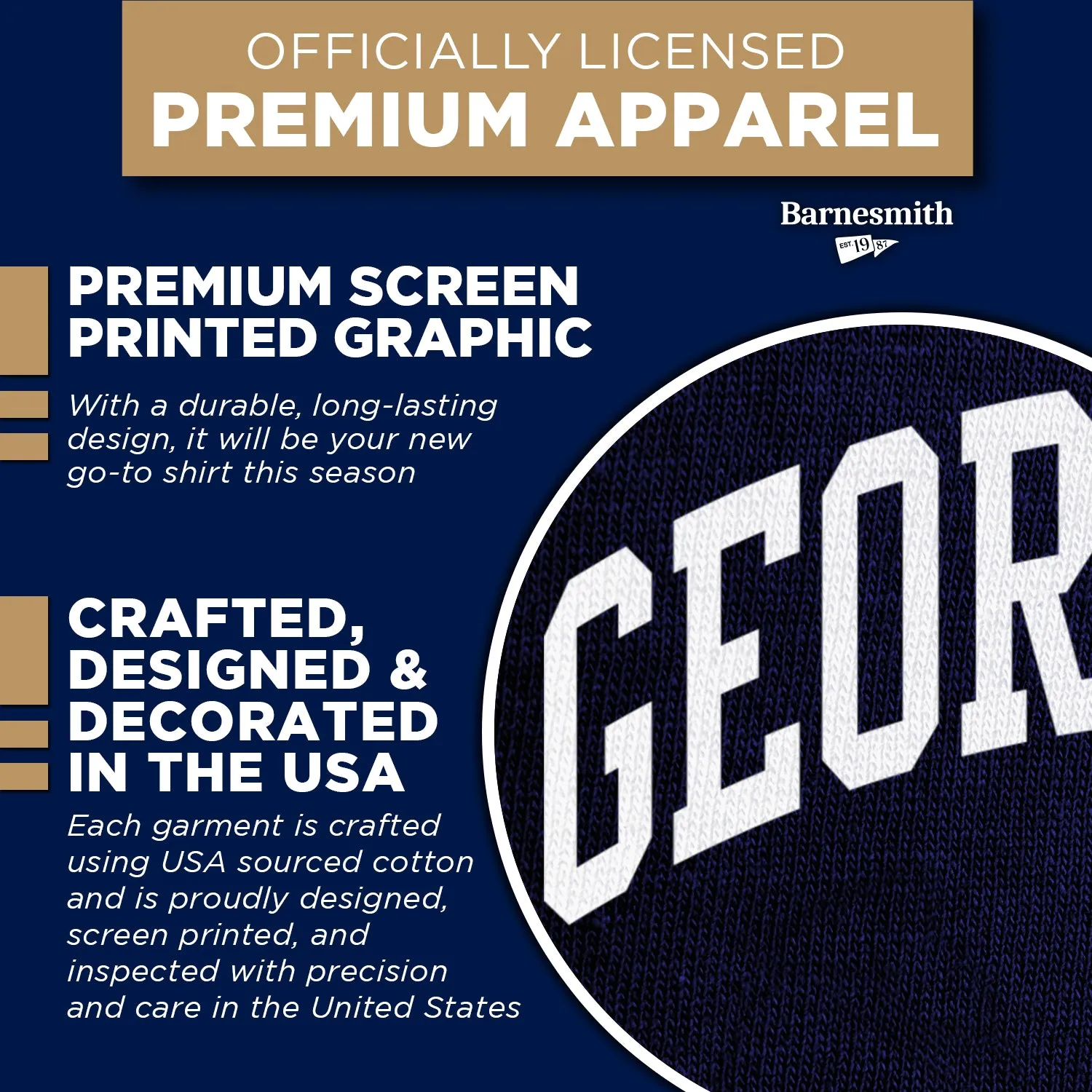 Georgetown University Classic T-Shirt (Navy) sold by Barnesmith product image thumbnail 4
