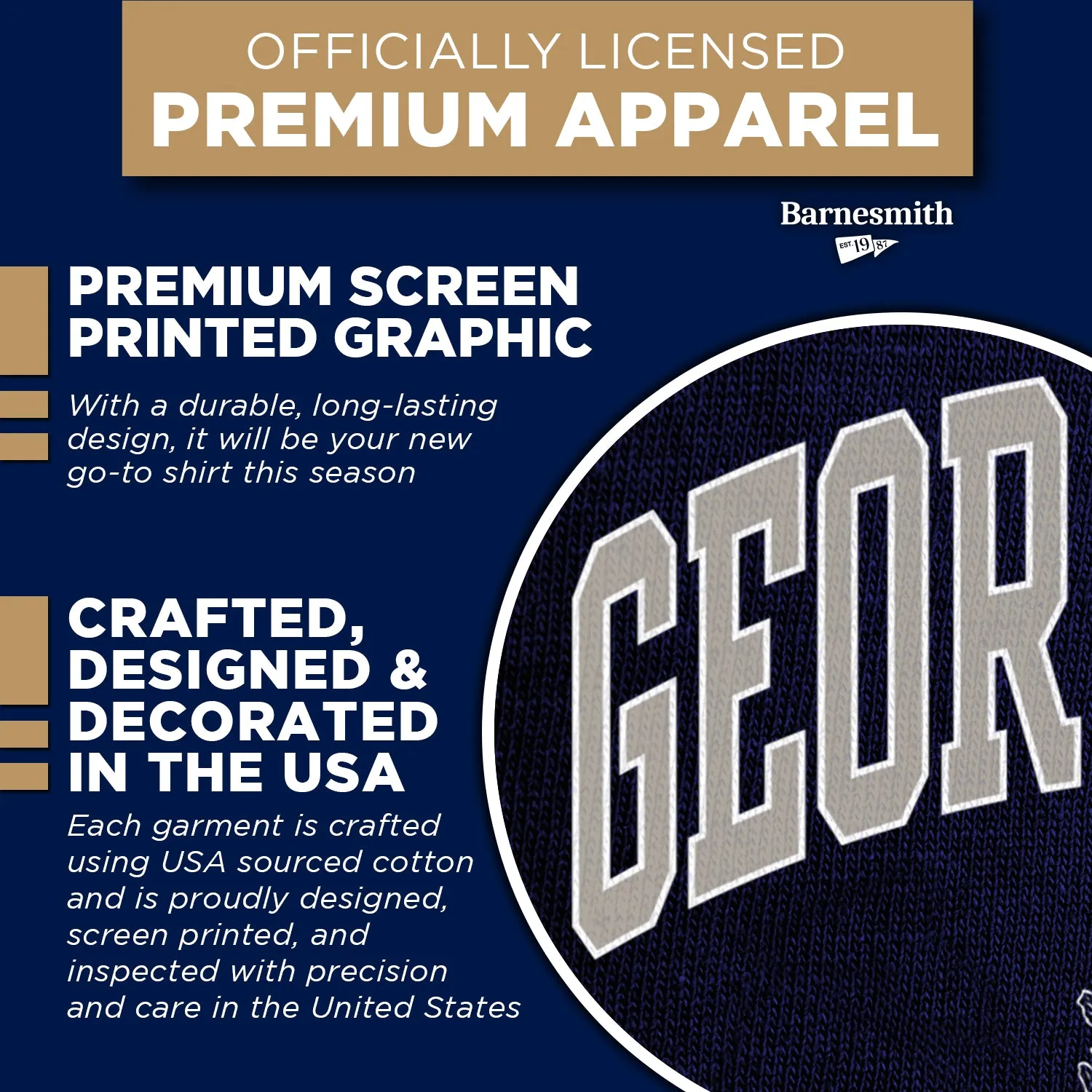 Georgetown University Heritage T-Shirt (Navy) sold by Barnesmith product image thumbnail 4