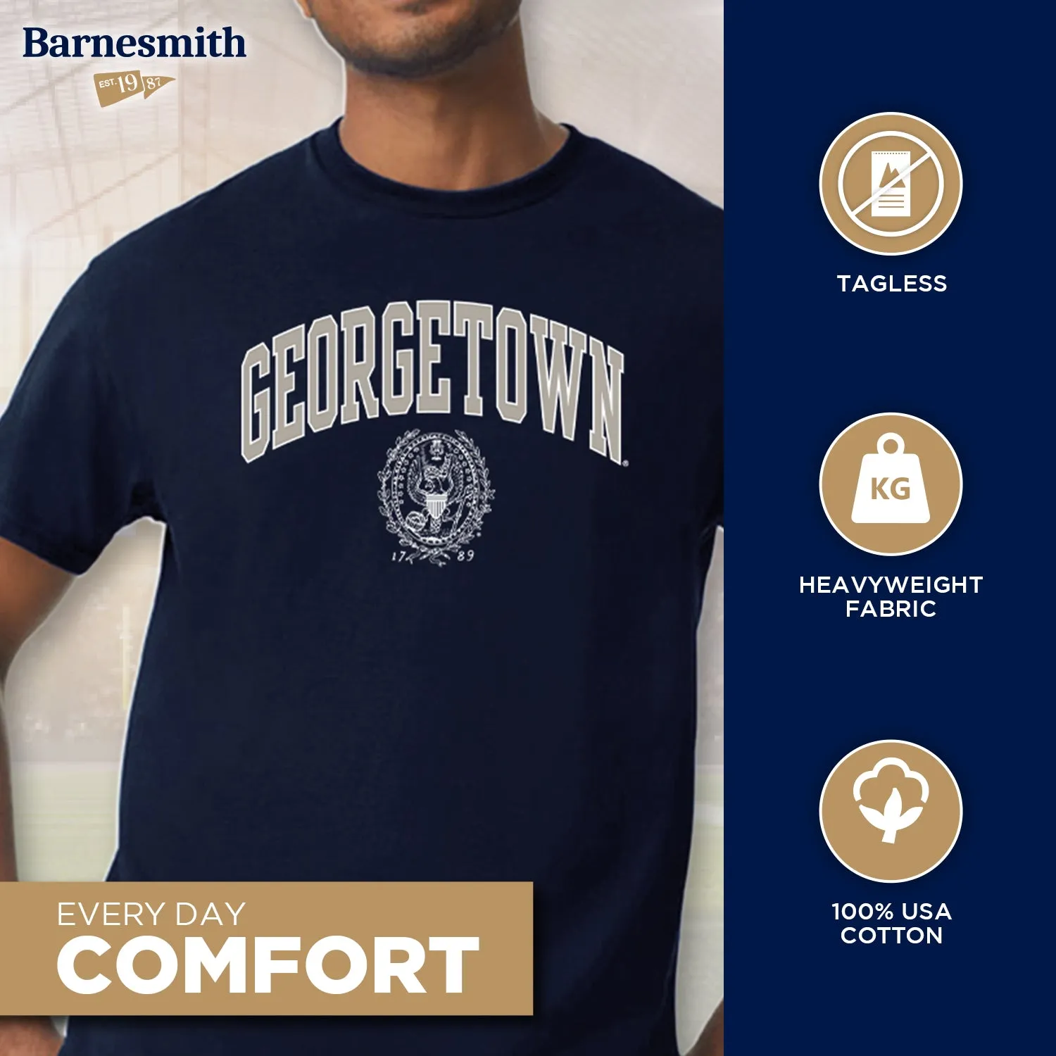 Georgetown University Heritage T-Shirt (Navy) sold by Barnesmith product image thumbnail 3