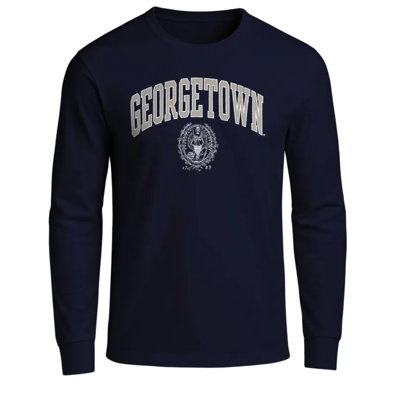 Georgetown University Heritage Long Sleeve T-Shirt (Navy) sold by Barnesmith