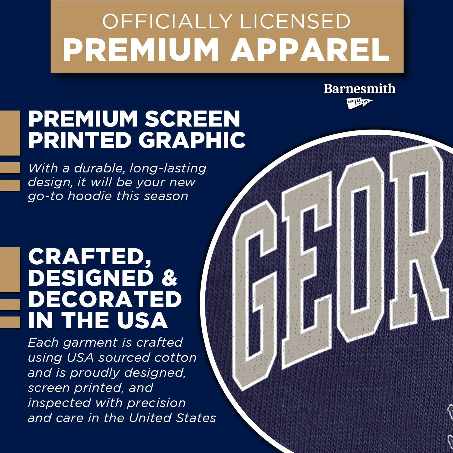 Georgetown University Heritage Hooded Sweatshirt (Navy) sold by Barnesmith product image thumbnail 4