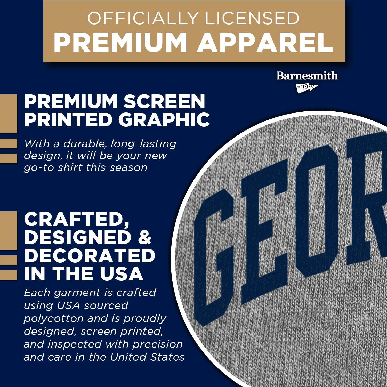 Georgetown University Classic T-Shirt (Charcoal Grey) sold by Barnesmith product image thumbnail 4