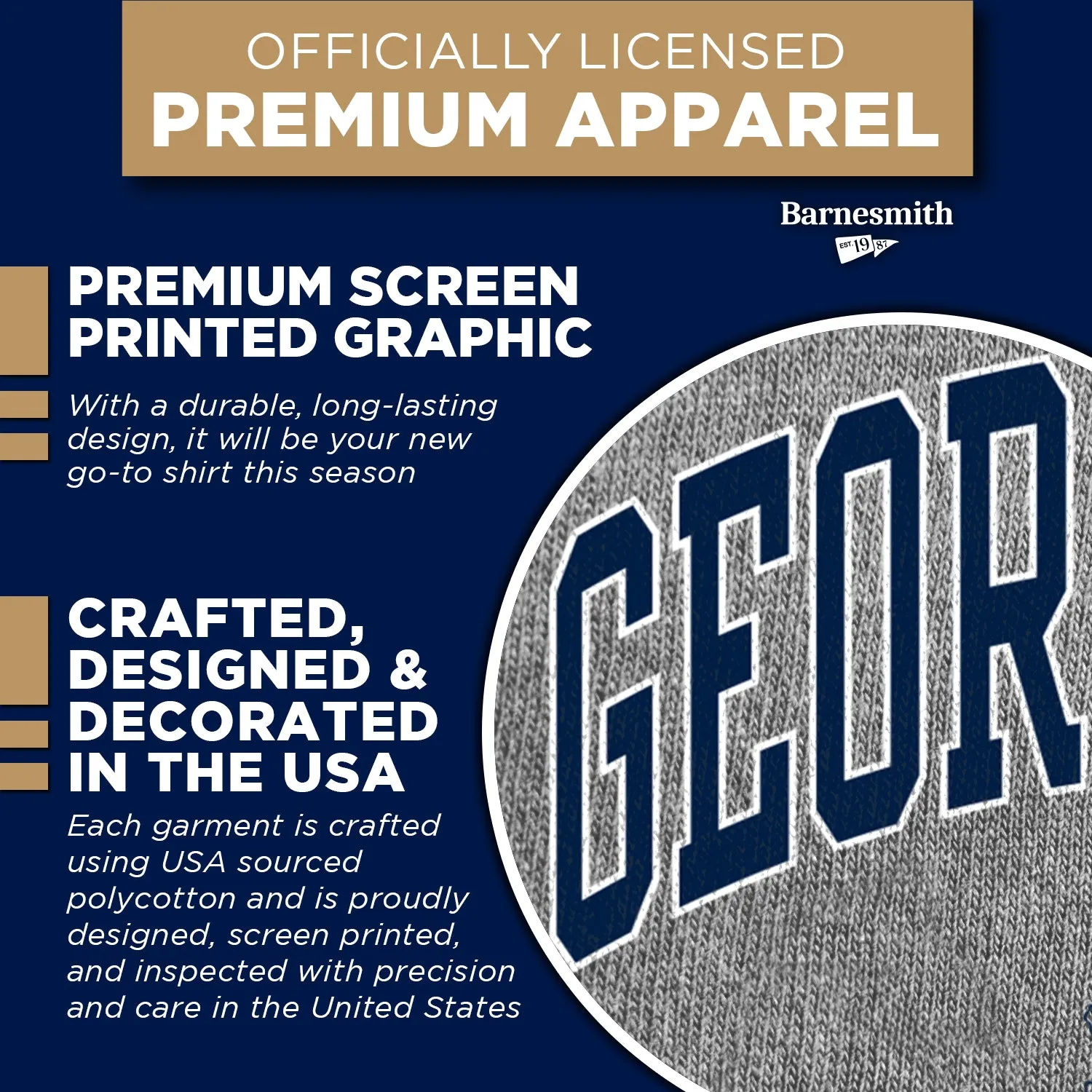 Georgetown University Heritage T-Shirt (Charcoal Grey) sold by Barnesmith product image thumbnail 4
