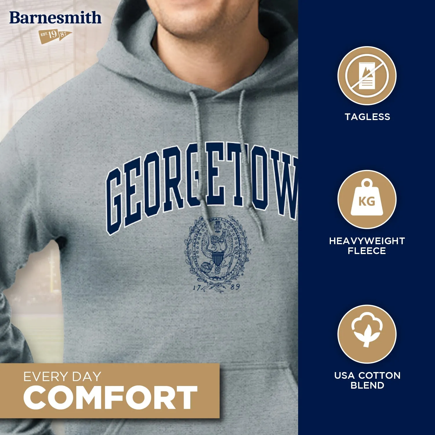 Georgetown University Heritage Hooded Sweatshirt (Charcoal) sold by Barnesmith product image thumbnail 3