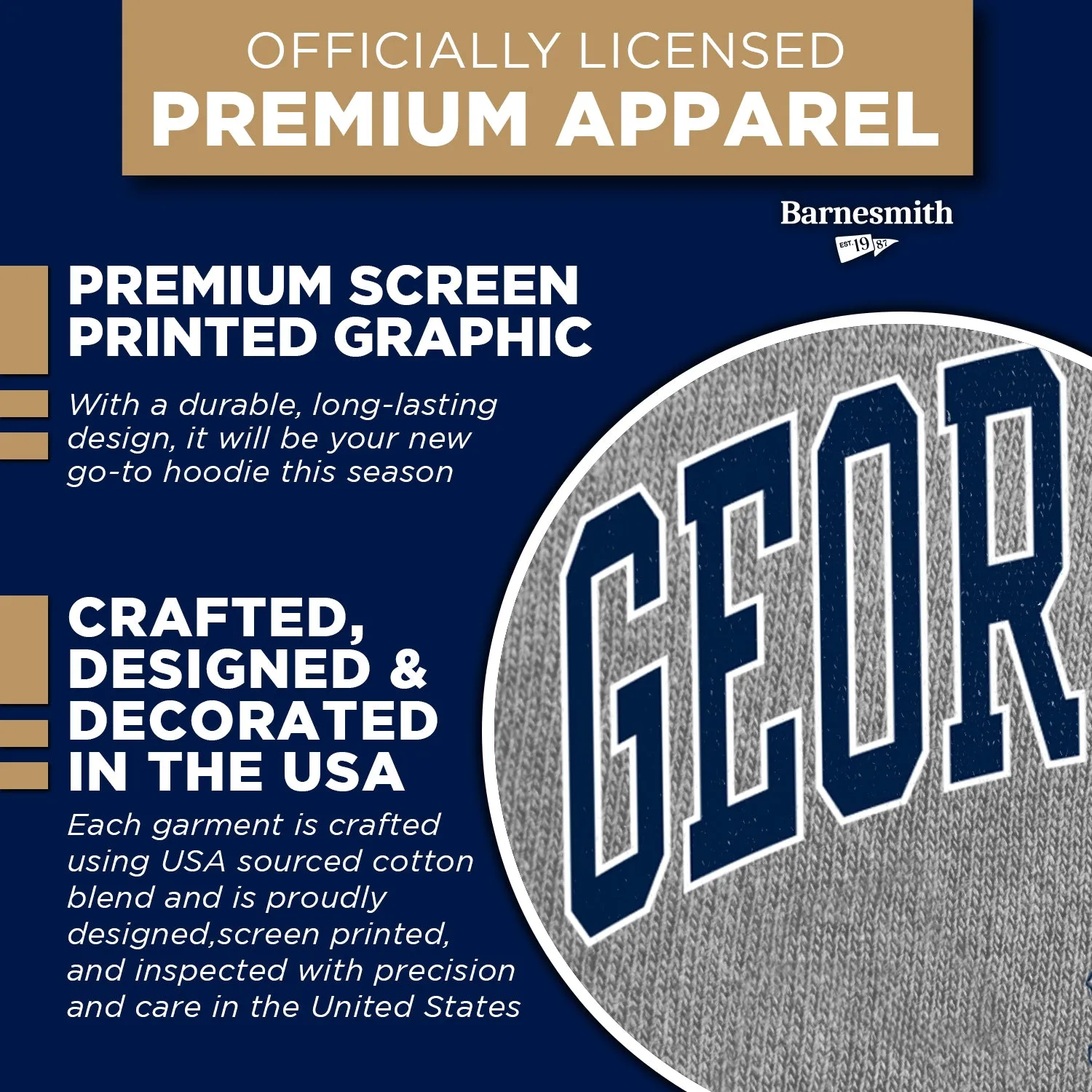 Georgetown University Heritage Hooded Sweatshirt (Charcoal) sold by Barnesmith product image thumbnail 4