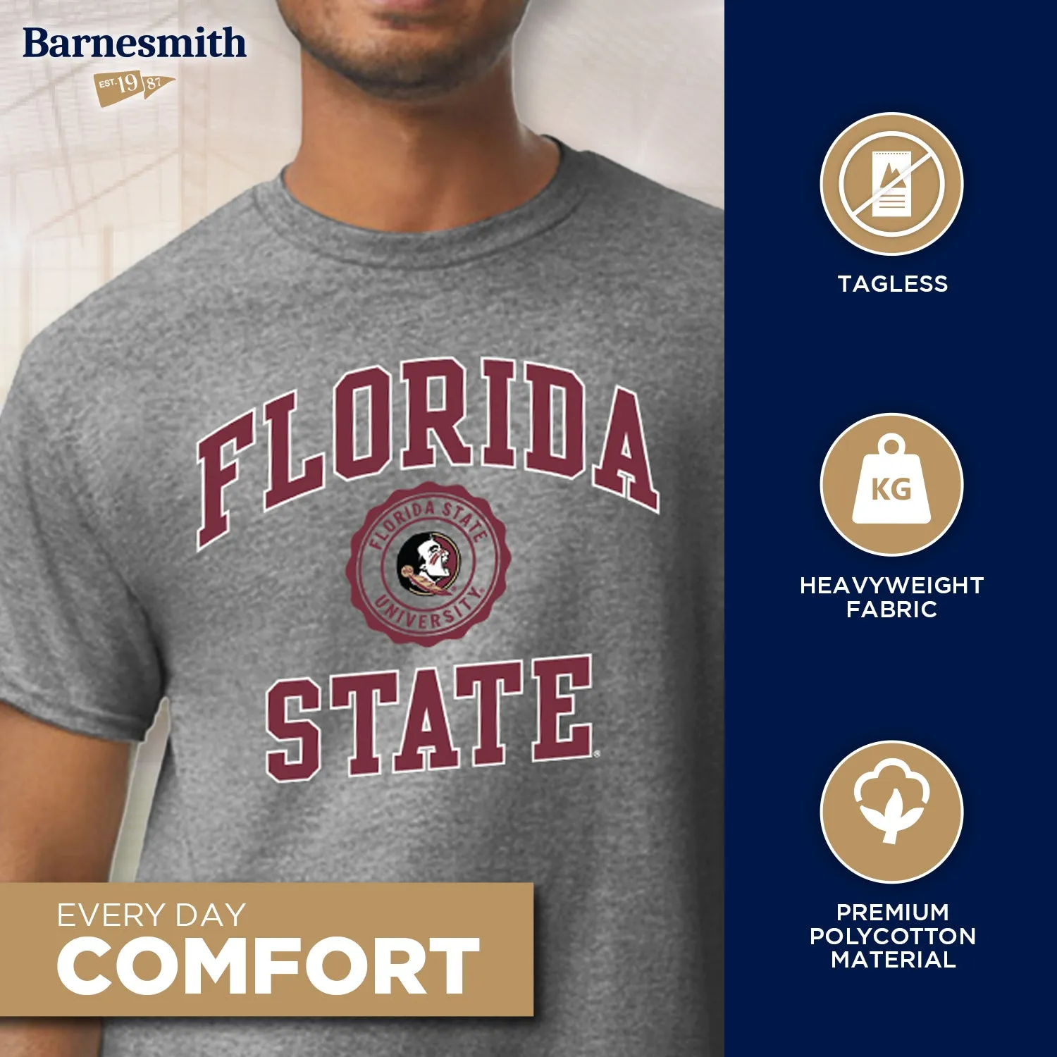 Florida State University Heritage T-Shirt (Charcoal Grey) sold by Barnesmith product image thumbnail 3