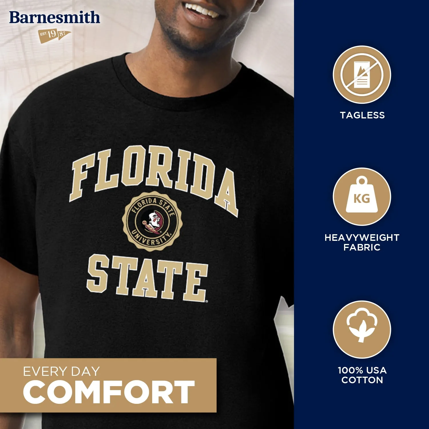 Florida State University Heritage T-Shirt (Black) sold by Barnesmith product image thumbnail 3