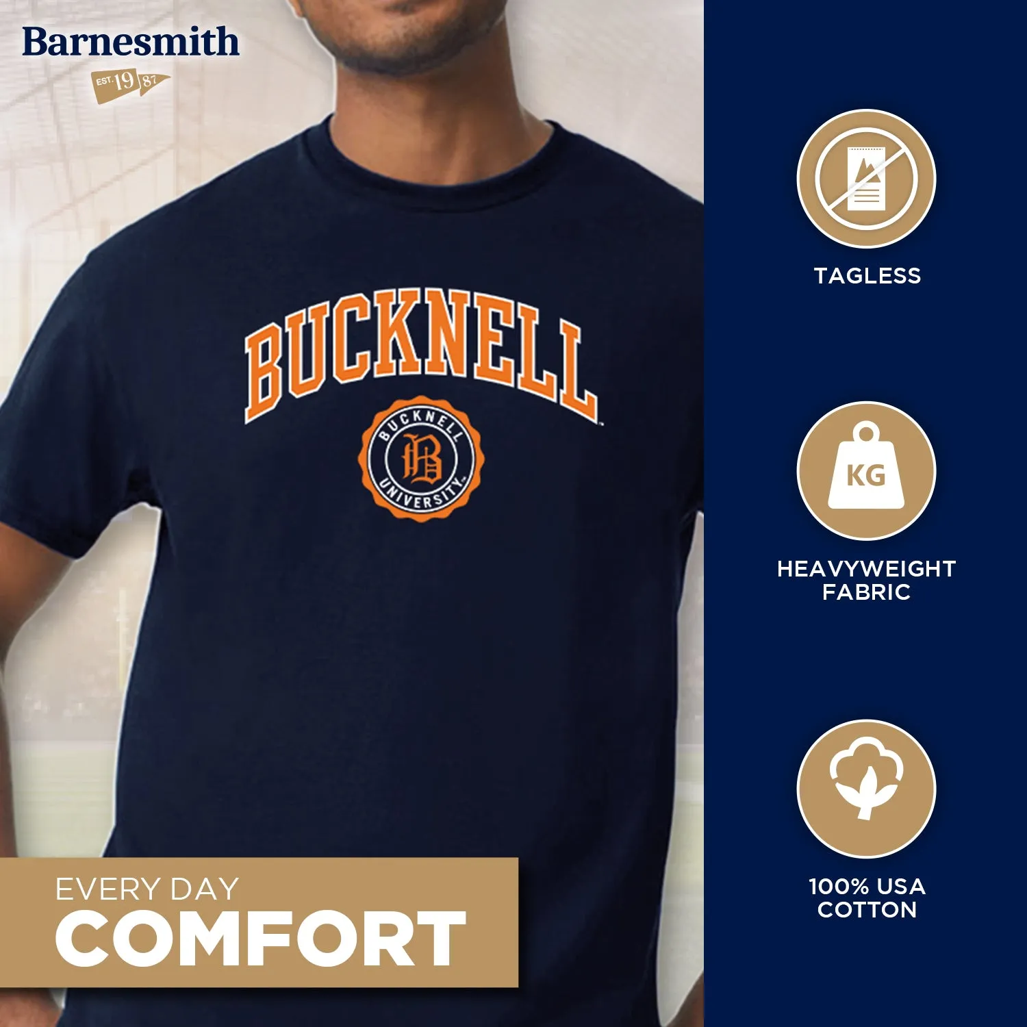 Bucknell University Heritage T-Shirt (Navy) sold by Barnesmith product image thumbnail 3