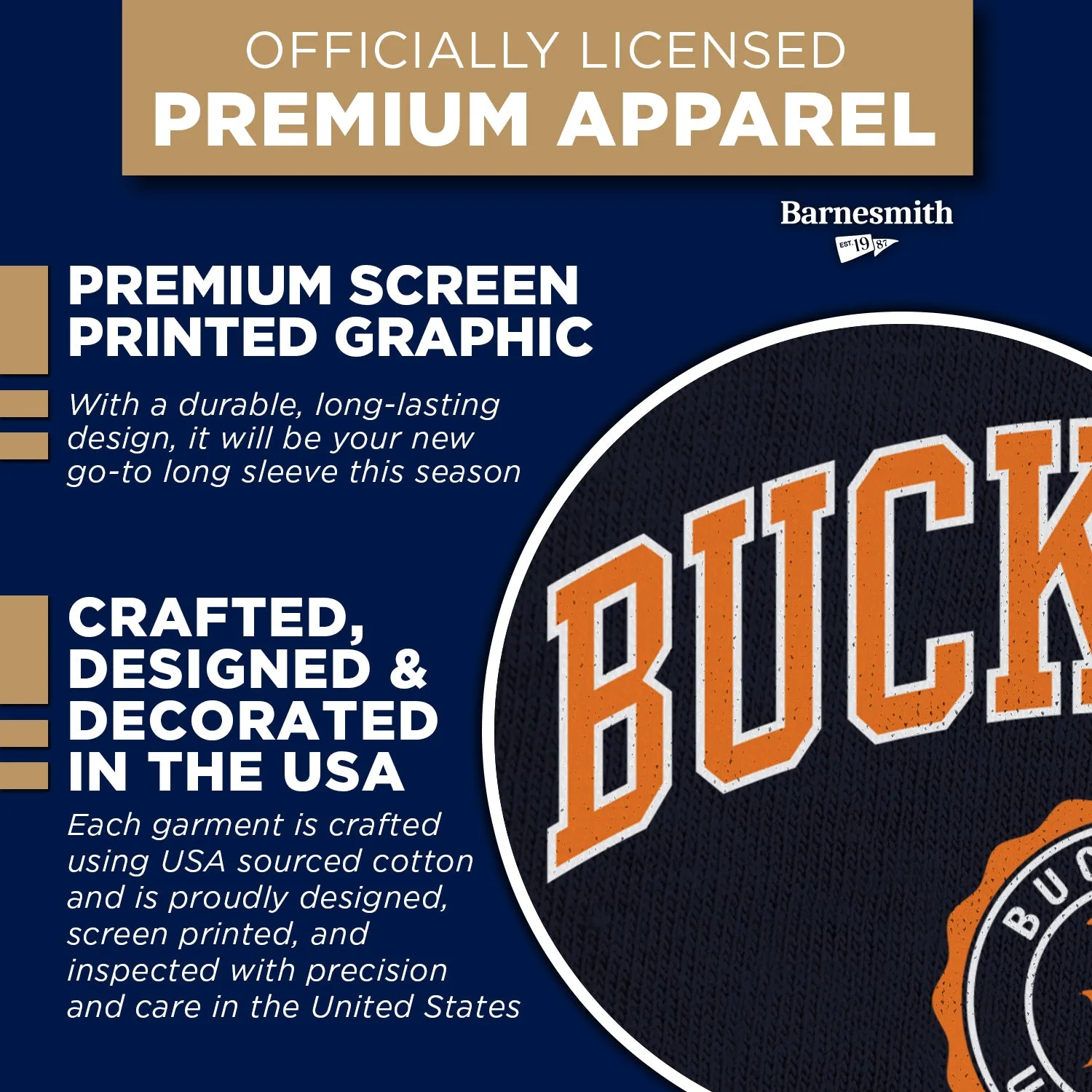 Bucknell University Heritage Long Sleeve T-Shirt (Navy) sold by Barnesmith product image thumbnail 4