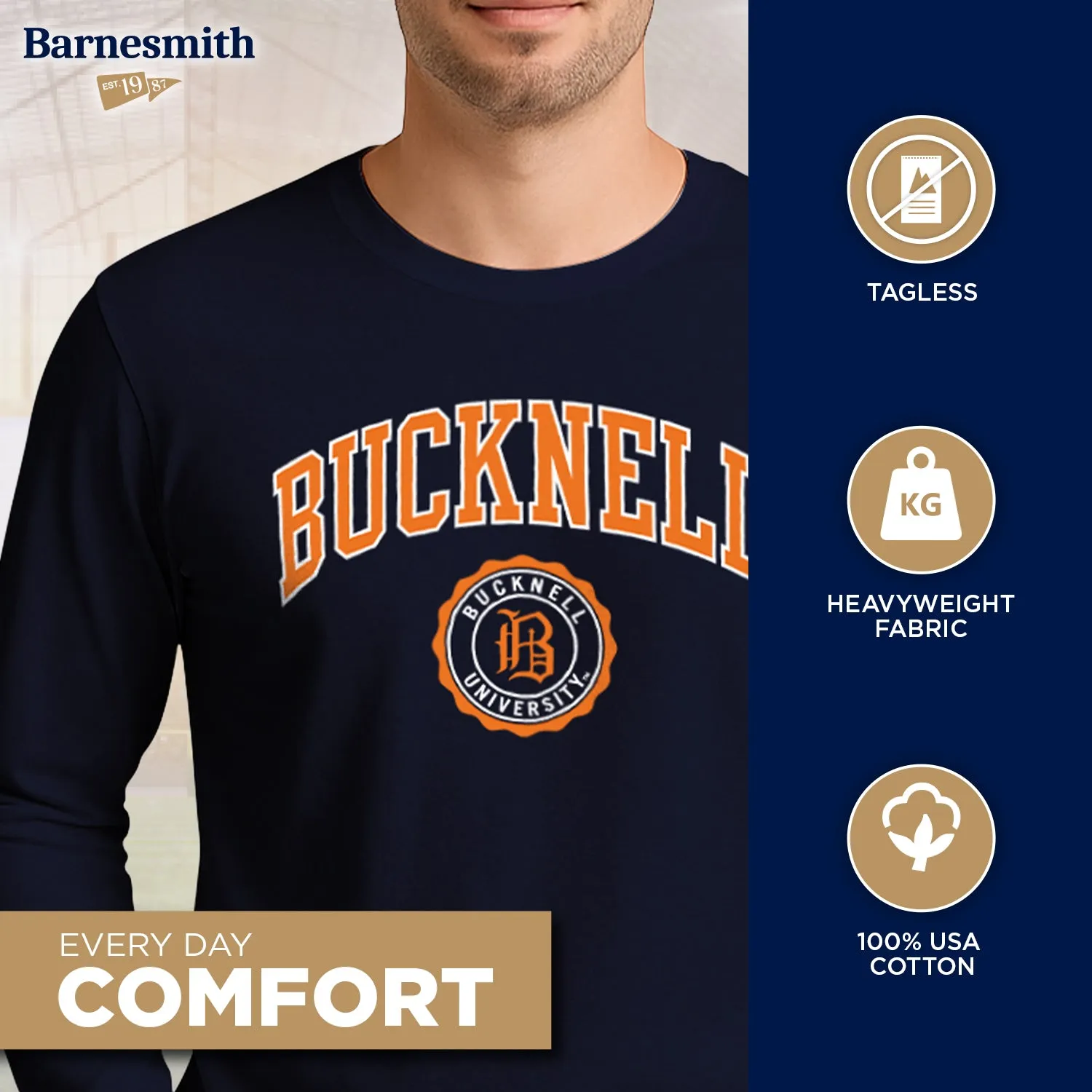 Bucknell University Heritage Long Sleeve T-Shirt (Navy) sold by Barnesmith product image thumbnail 3