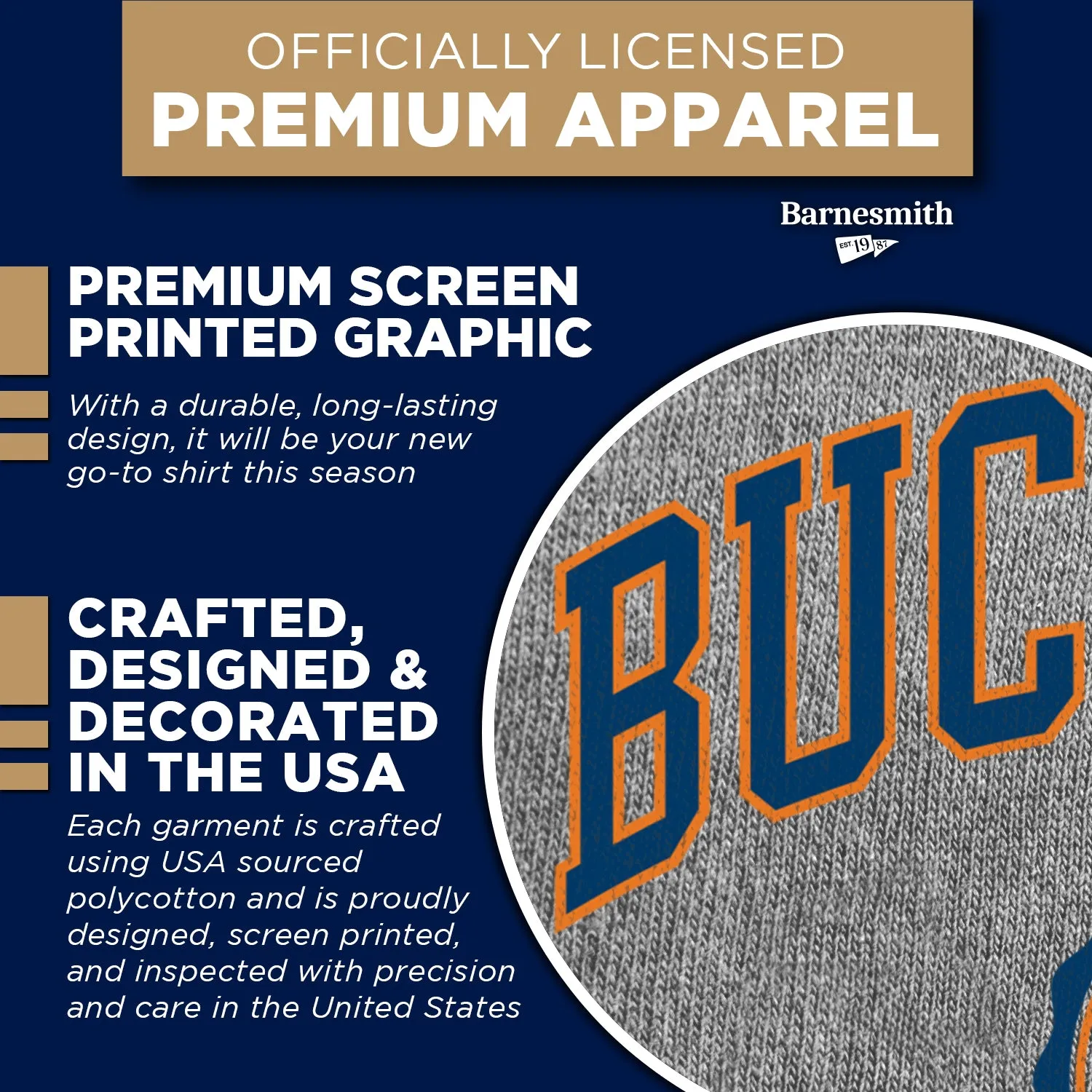 Bucknell University Heritage T-Shirt (Charcoal Grey) sold by Barnesmith product image thumbnail 4