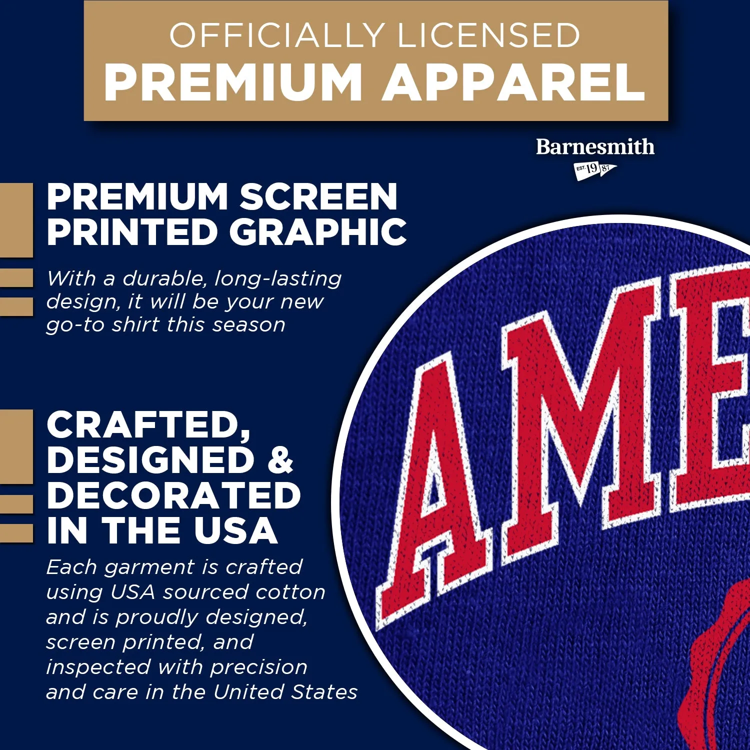 American University Heritage T-Shirt (Navy) sold by Barnesmith product image thumbnail 4