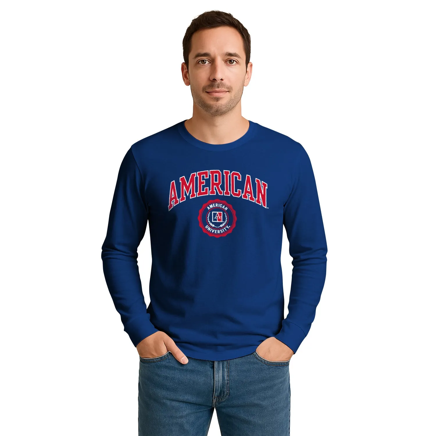American University Heritage Long Sleeve T-Shirt (Navy) sold by Barnesmith product image thumbnail 2