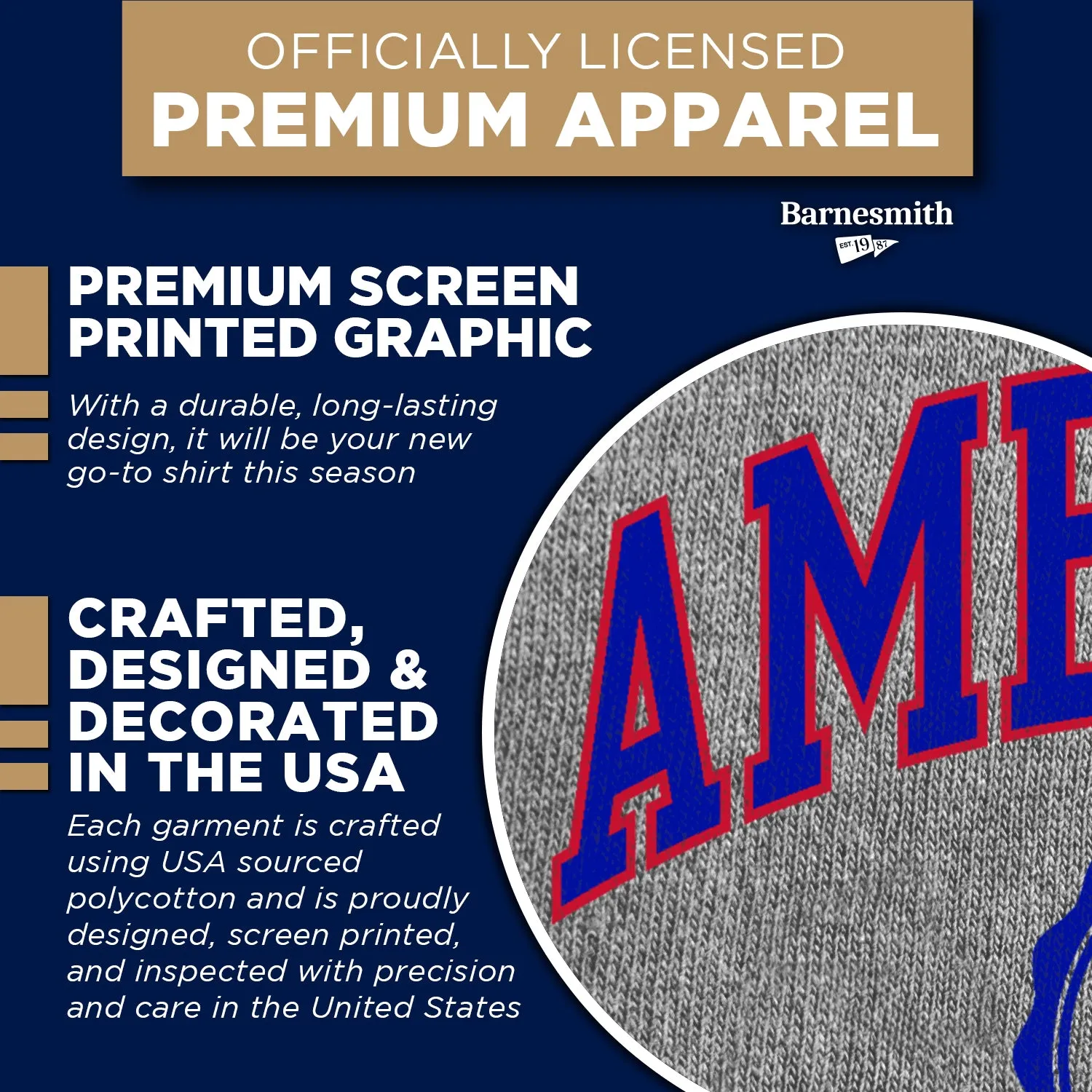 American University Heritage T-Shirt (Charcoal Grey) sold by Barnesmith product image thumbnail 4